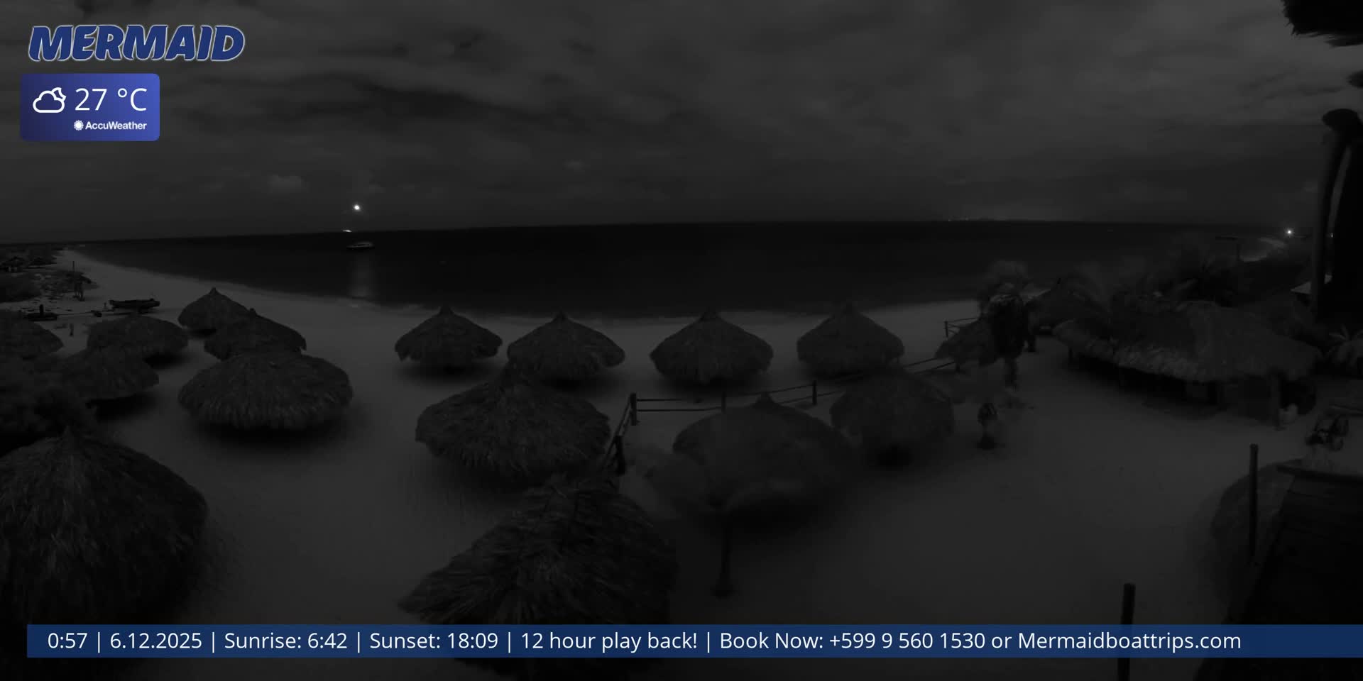 Carribean, Klein Curaçao Beach Mermaid Boat Trips Live Cam - Klein Island, Curacao, Netherland