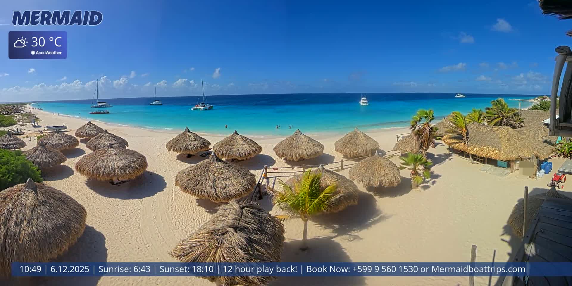 Carribean, Klein Curaçao Beach Mermaid Boat Trips Live Cam - Klein Island, Curacao, Netherland