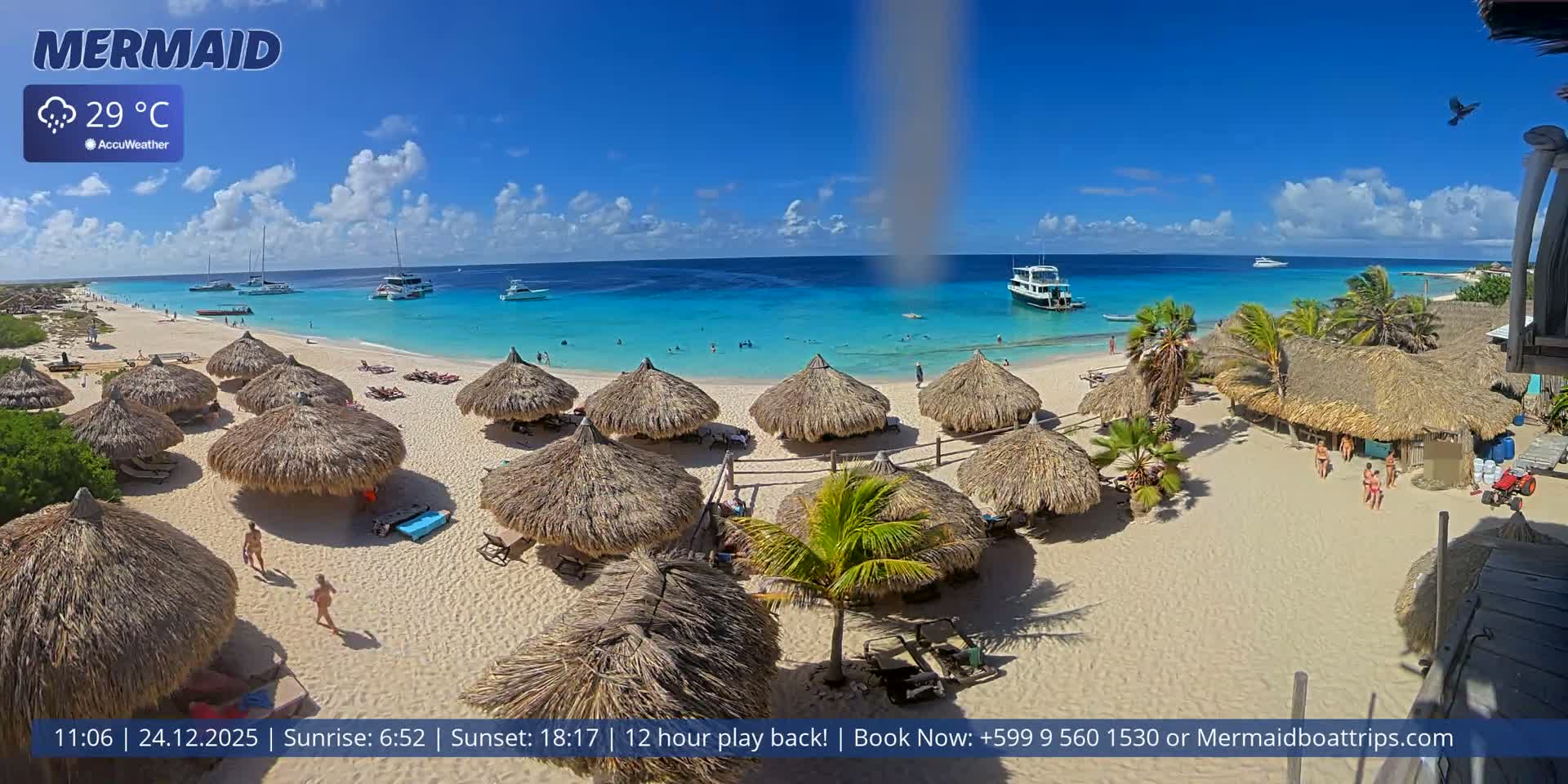 Carribean, Klein Curaçao Beach Mermaid Boat Trips Live Cam - Klein Island, Curacao, Netherland
