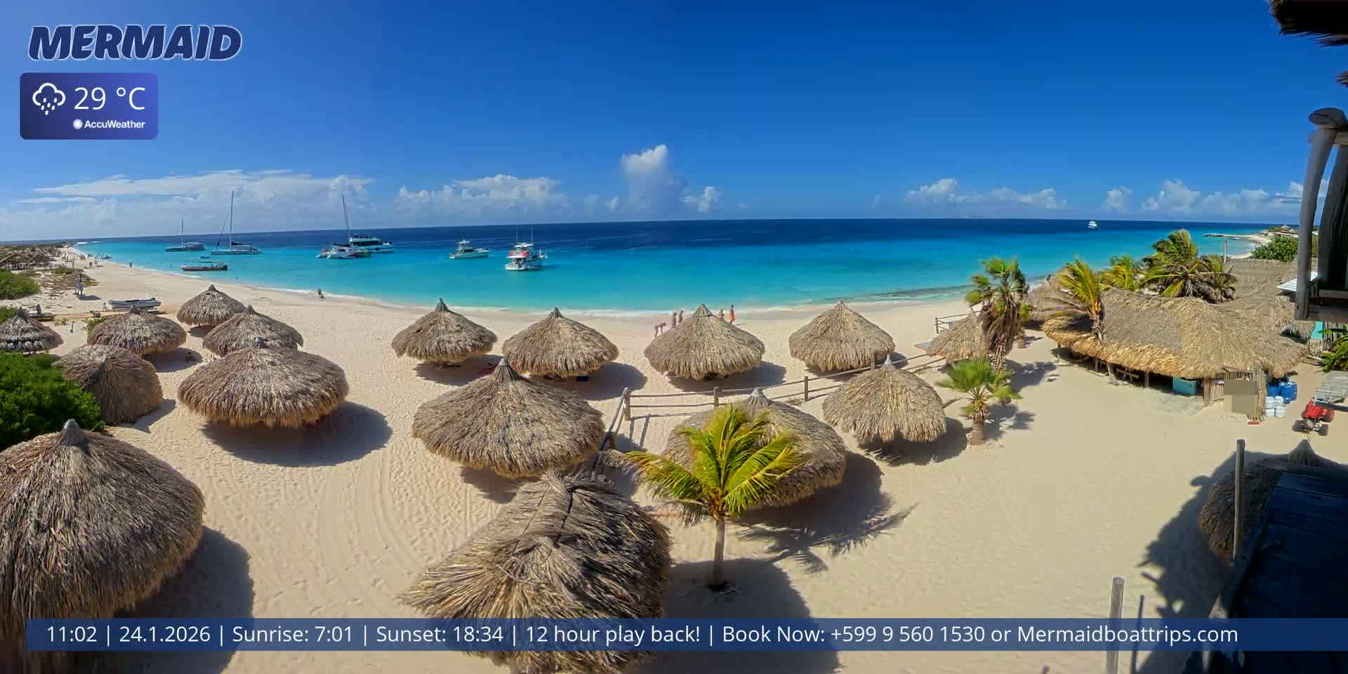 Carribean, Klein Curaçao Beach Mermaid Boat Trips Live Cam - Klein Island, Curacao, Netherland