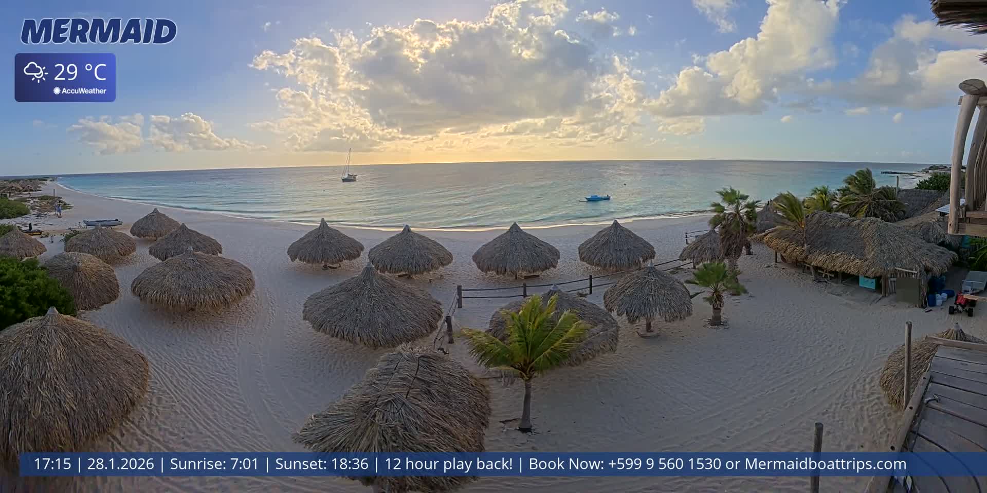 Carribean, Klein Curaçao Beach Mermaid Boat Trips Live Cam - Klein Island, Curacao, Netherland