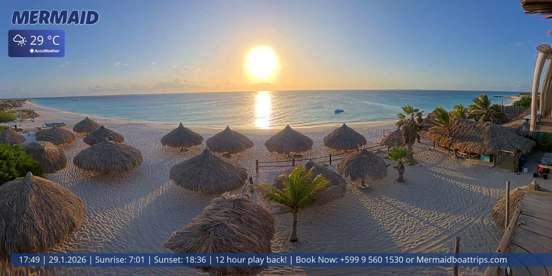 Carribean, Klein Curaçao Beach Mermaid Boat Trips Live Cam - Klein Island, Curacao, Netherland
