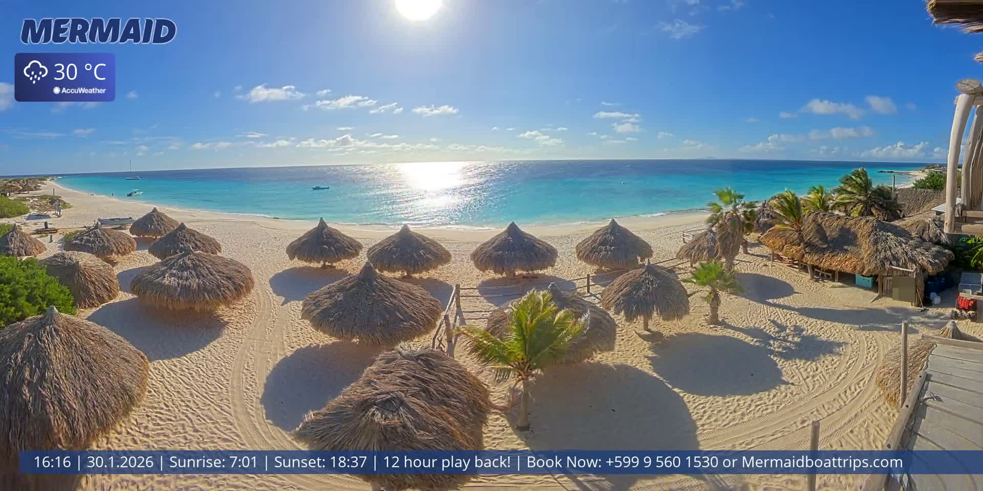 Carribean, Klein Curaçao Beach Mermaid Boat Trips Live Cam - Klein Island, Curacao, Netherland