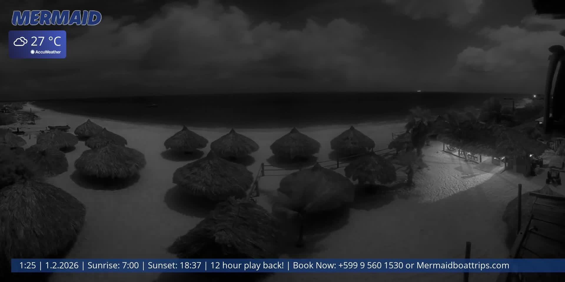 Carribean, Klein Curaçao Beach Mermaid Boat Trips Live Cam - Klein Island, Curacao, Netherland