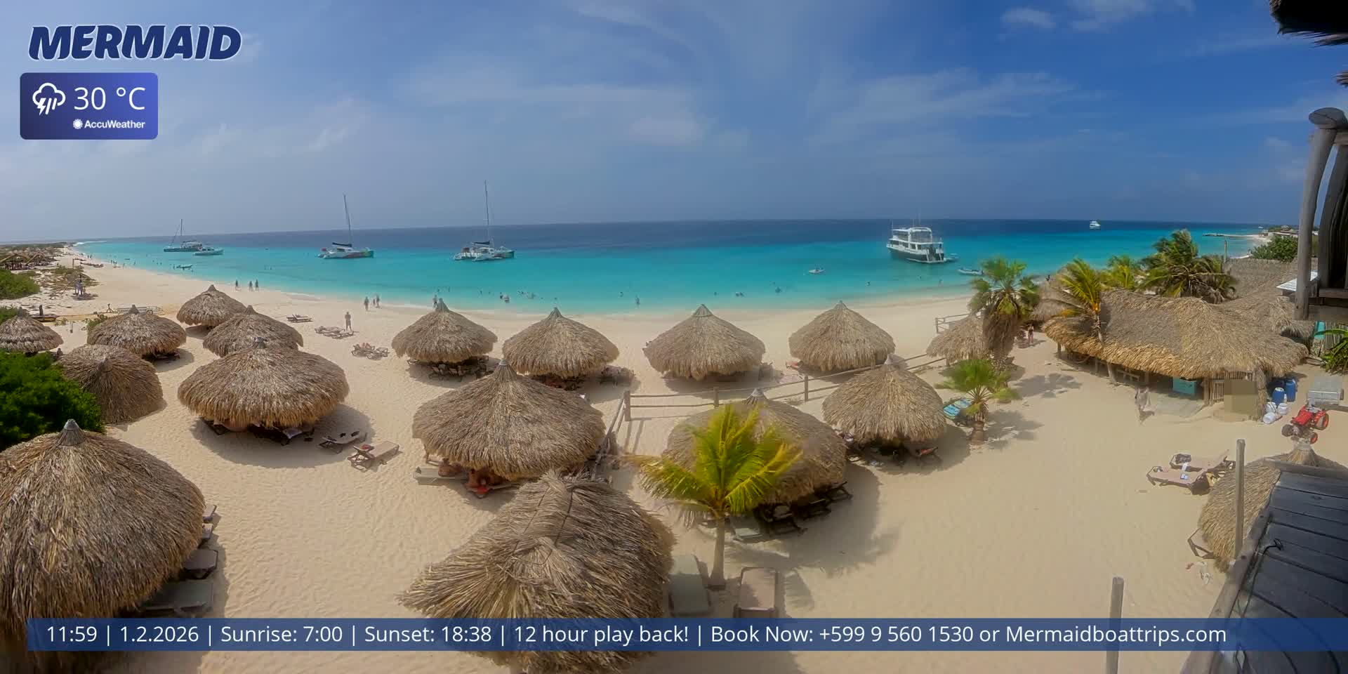 Carribean, Klein Curaçao Beach Mermaid Boat Trips Live Cam - Klein Island, Curacao, Netherland