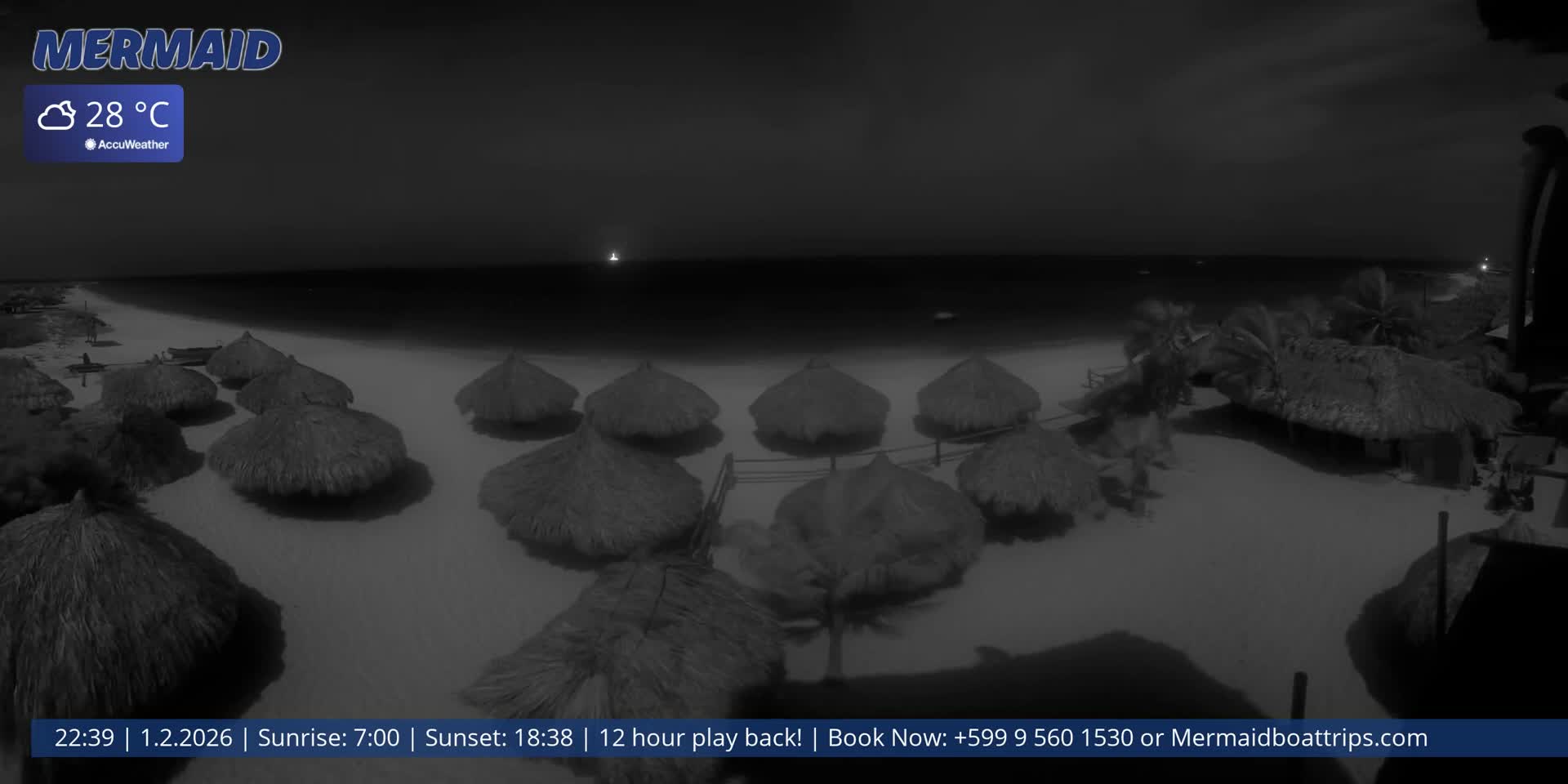 Carribean, Klein Curaçao Beach Mermaid Boat Trips Live Cam - Klein Island, Curacao, Netherland