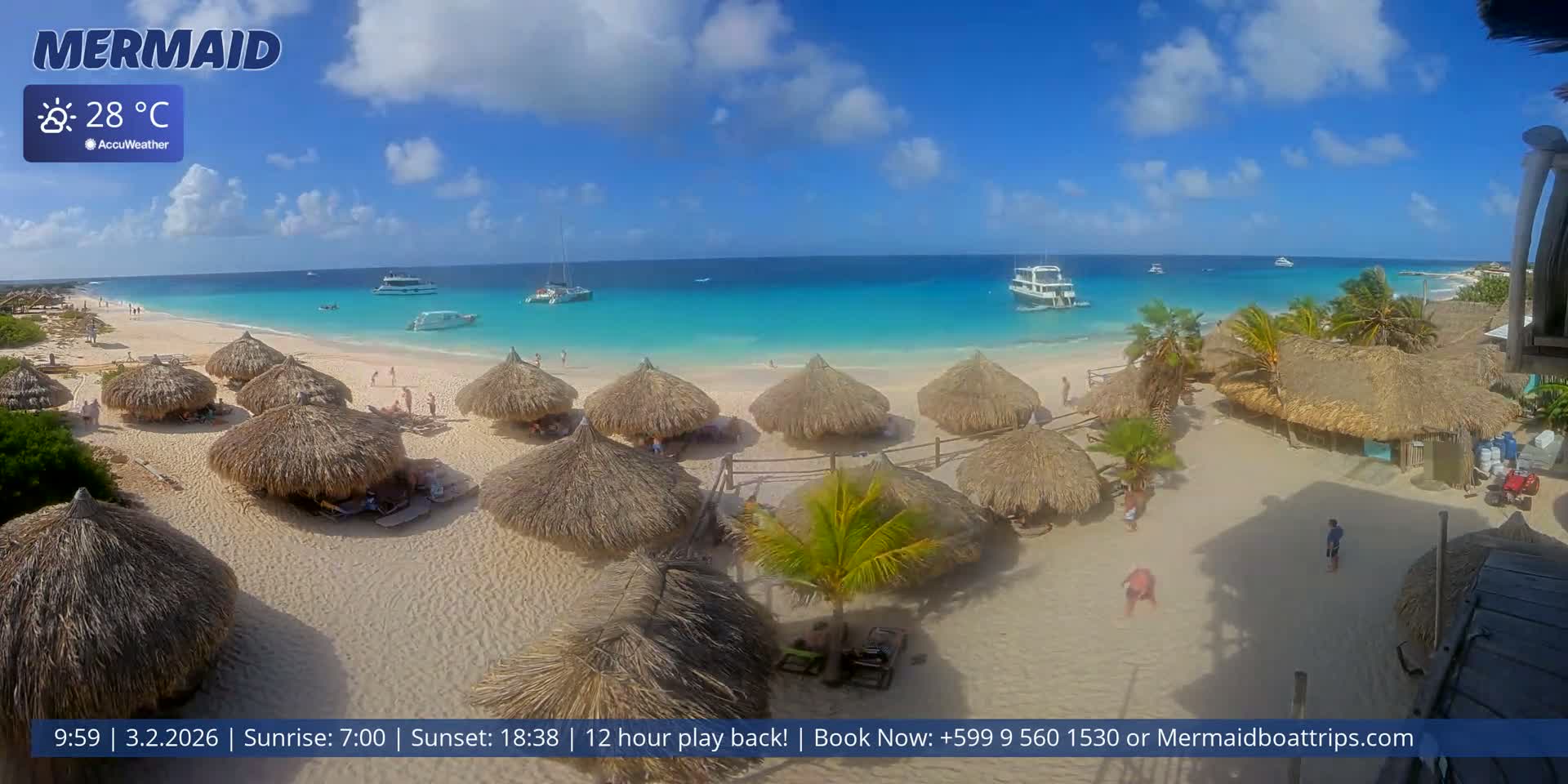 Carribean, Klein Curaçao Beach Mermaid Boat Trips Live Cam - Klein Island, Curacao, Netherland