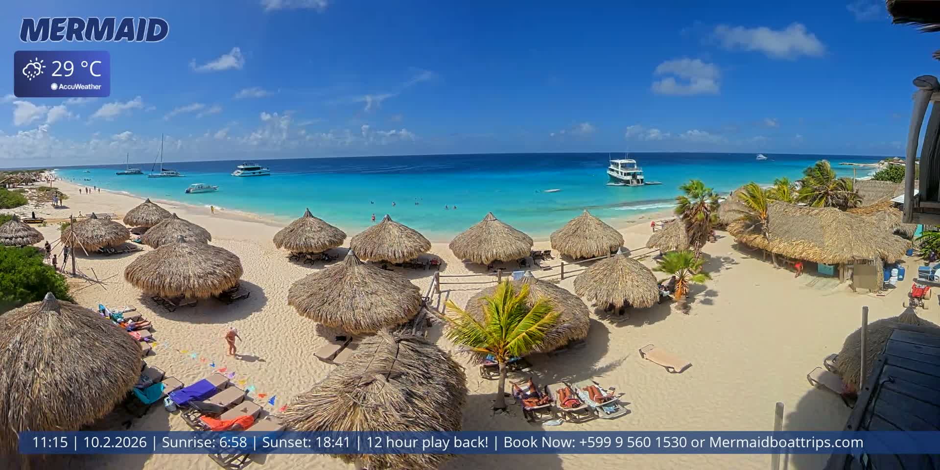 Carribean, Klein Curaçao Beach Mermaid Boat Trips Live Cam - Klein Island, Curacao, Netherland