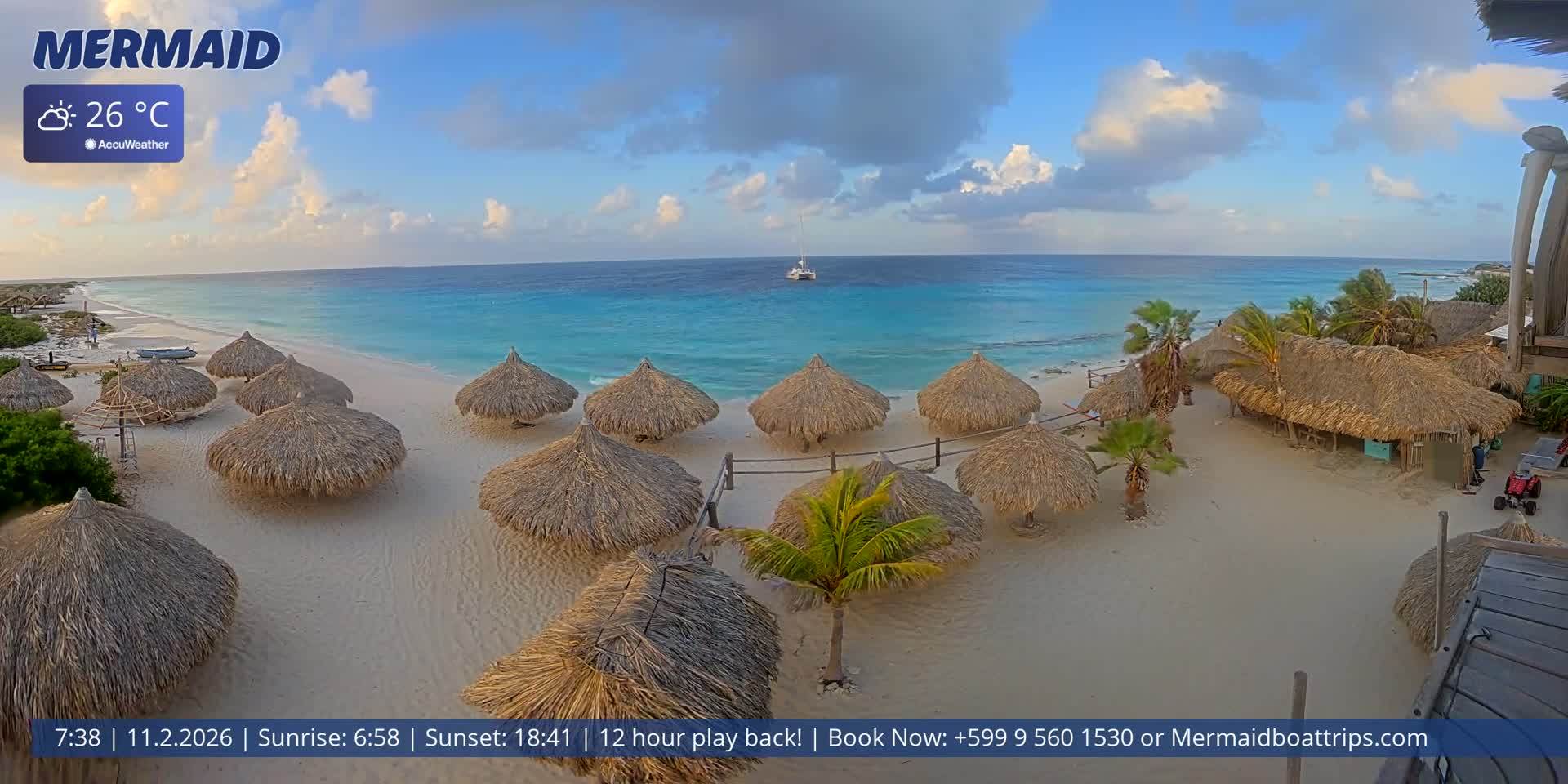 Carribean, Klein Curaçao Beach Mermaid Boat Trips Live Cam - Klein Island, Curacao, Netherland