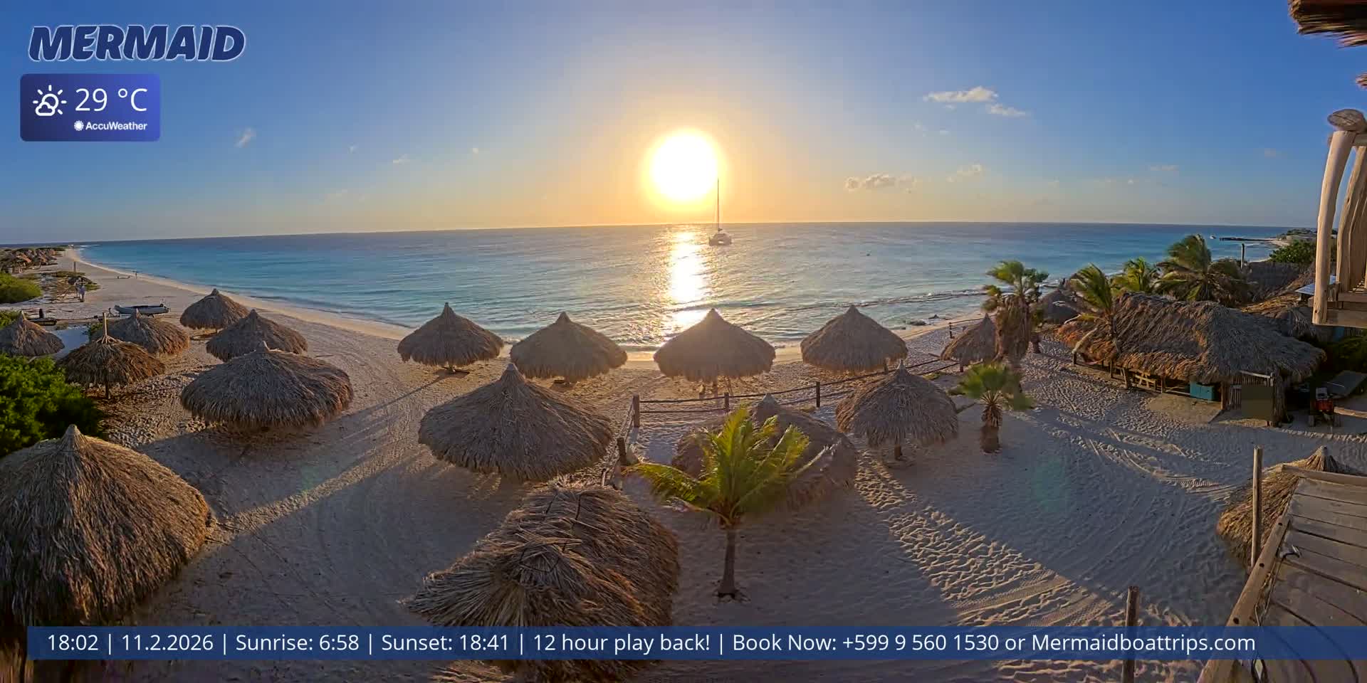 Carribean, Klein Curaçao Beach Mermaid Boat Trips Live Cam - Klein Island, Curacao, Netherland