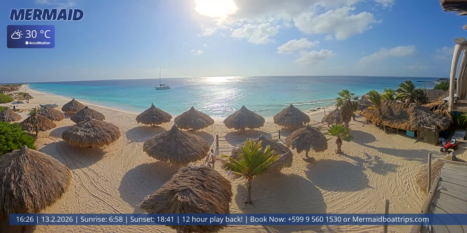 Carribean, Klein Curaçao Beach Mermaid Boat Trips Live Cam - Klein Island, Curacao, Netherland
