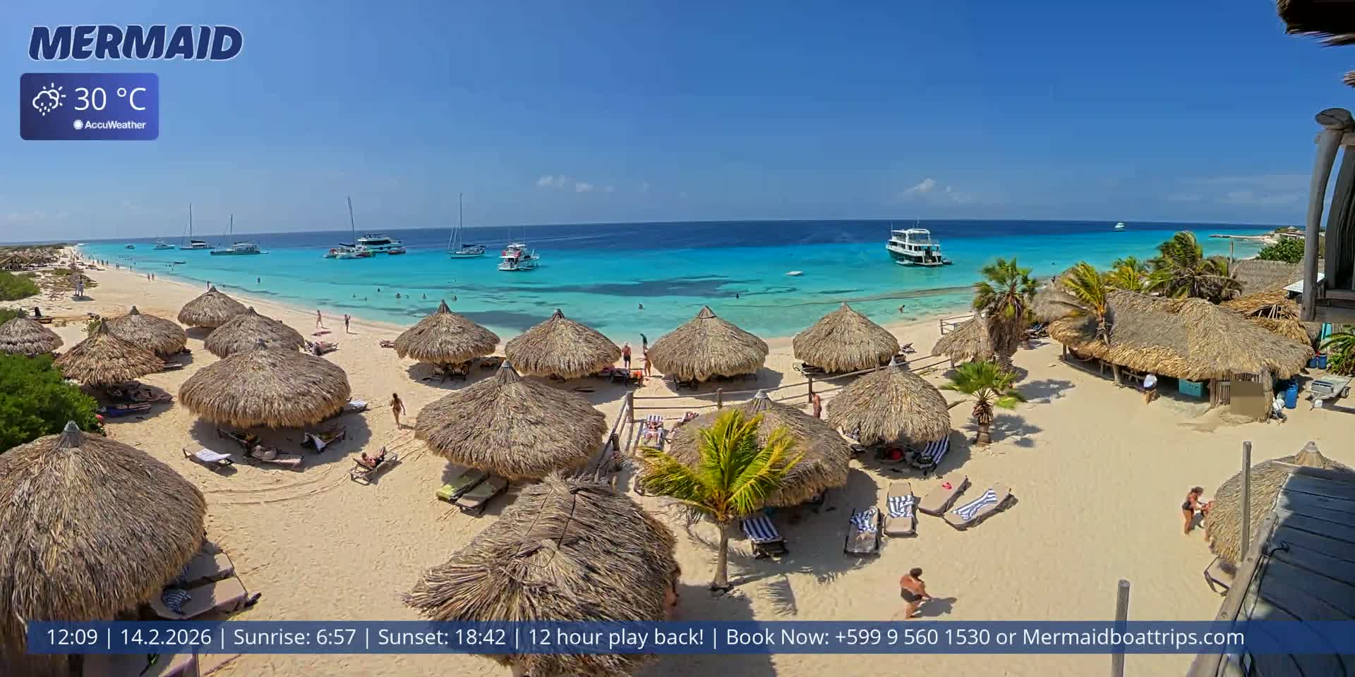 Carribean, Klein Curaçao Beach Mermaid Boat Trips Live Cam - Klein Island, Curacao, Netherland