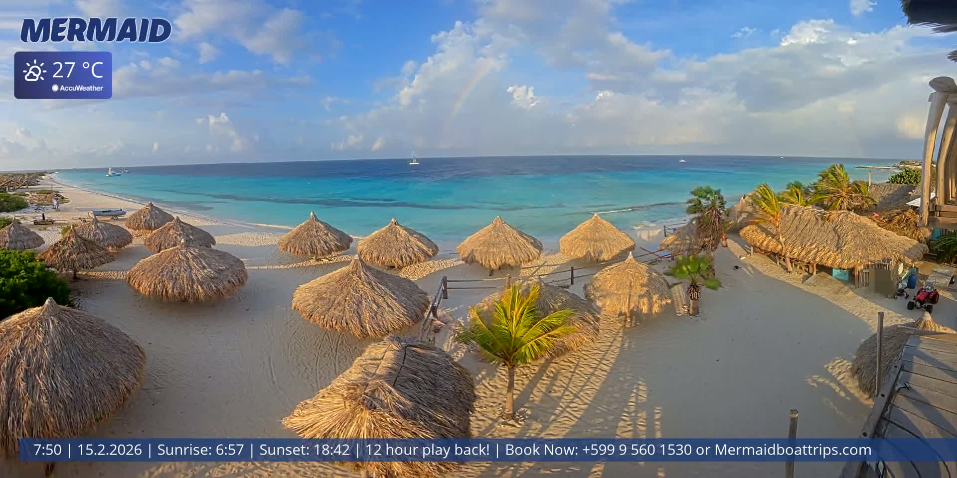 Carribean, Klein Curaçao Beach Mermaid Boat Trips Live Cam - Klein Island, Curacao, Netherland