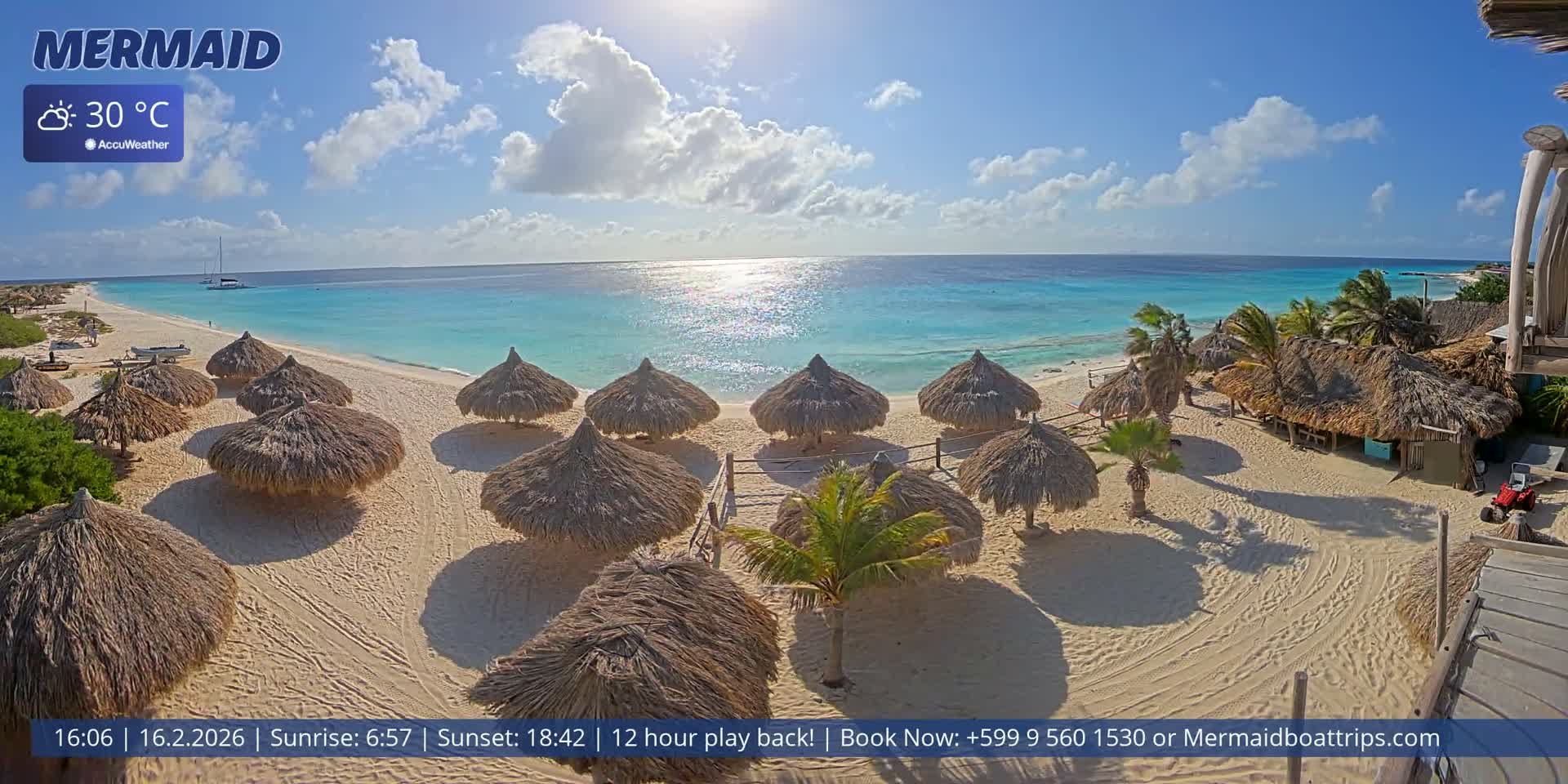 Carribean, Klein Curaçao Beach Mermaid Boat Trips Live Cam - Klein Island, Curacao, Netherland