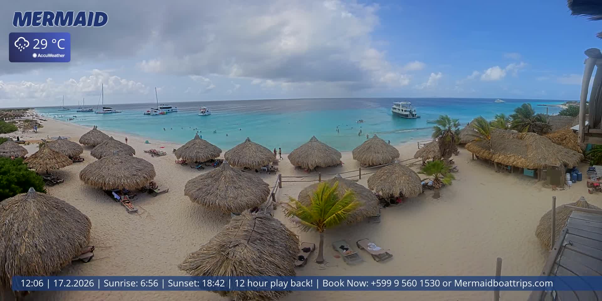 Carribean, Klein Curaçao Beach Mermaid Boat Trips Live Cam - Klein Island, Curacao, Netherland