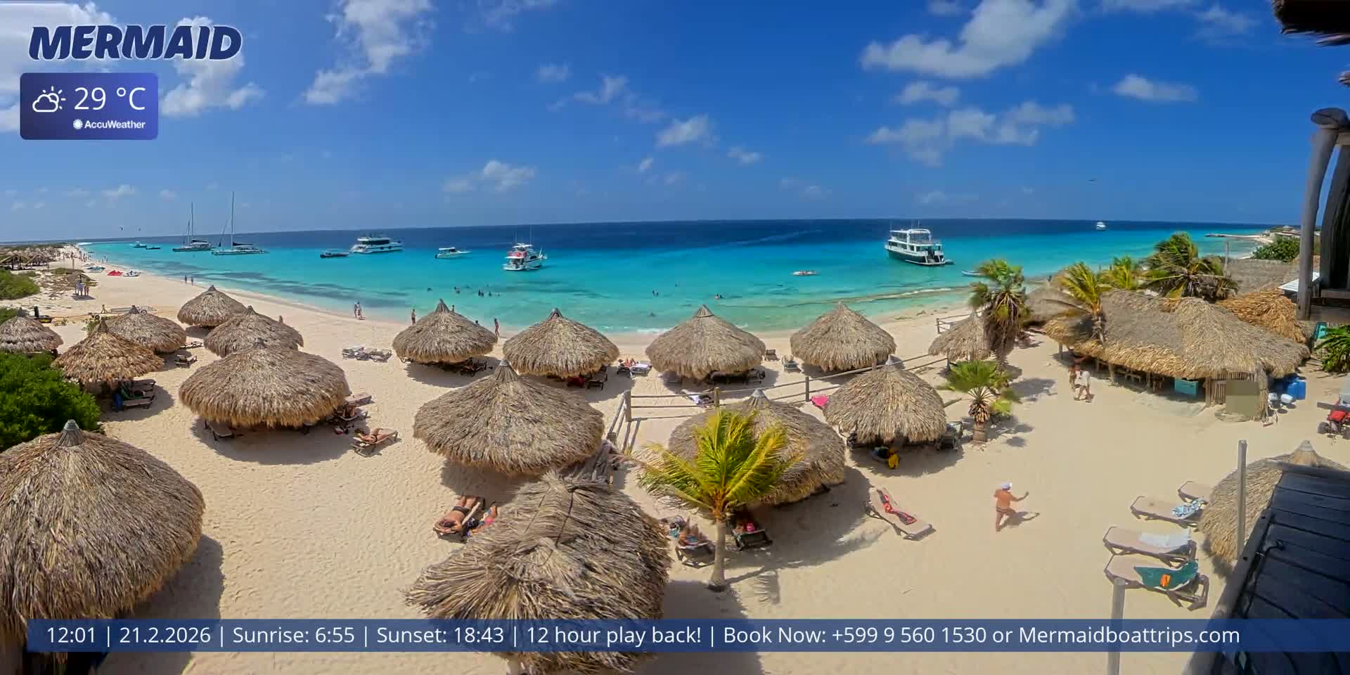 Carribean, Klein Curaçao Beach Mermaid Boat Trips Live Cam - Klein Island, Curacao, Netherland