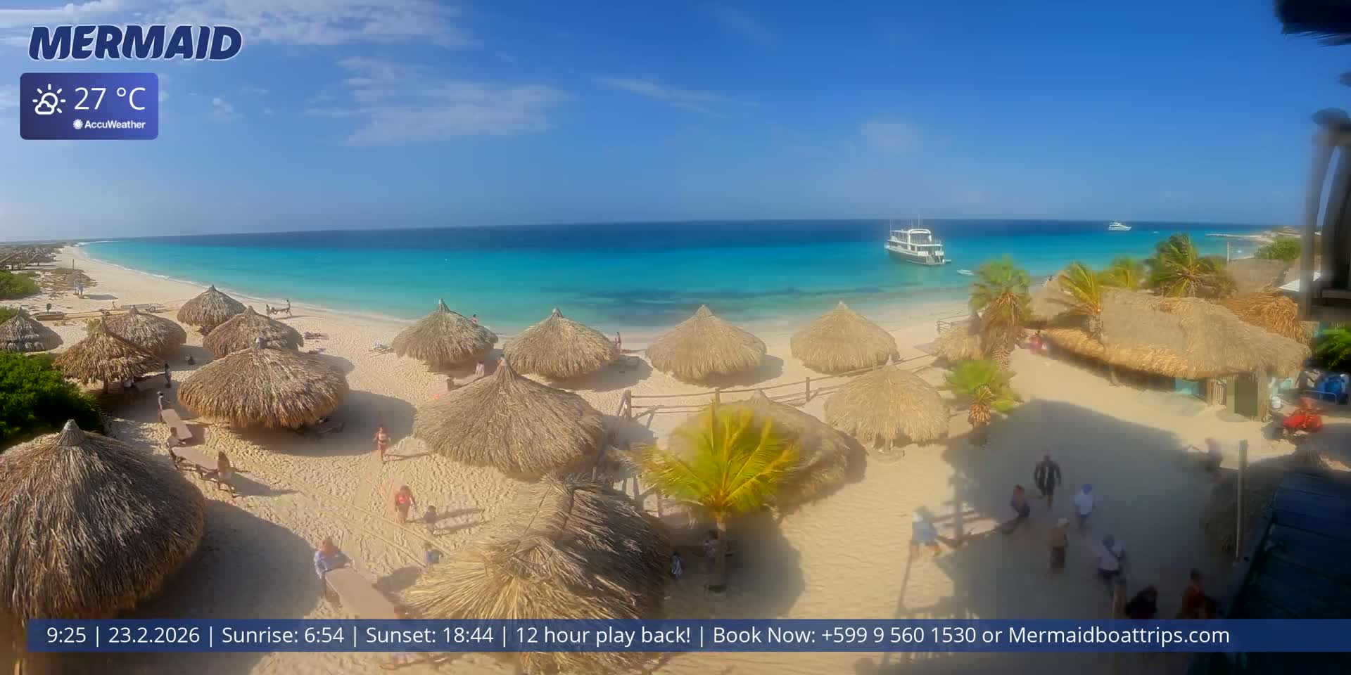 Carribean, Klein Curaçao Beach Mermaid Boat Trips Live Cam - Klein Island, Curacao, Netherland