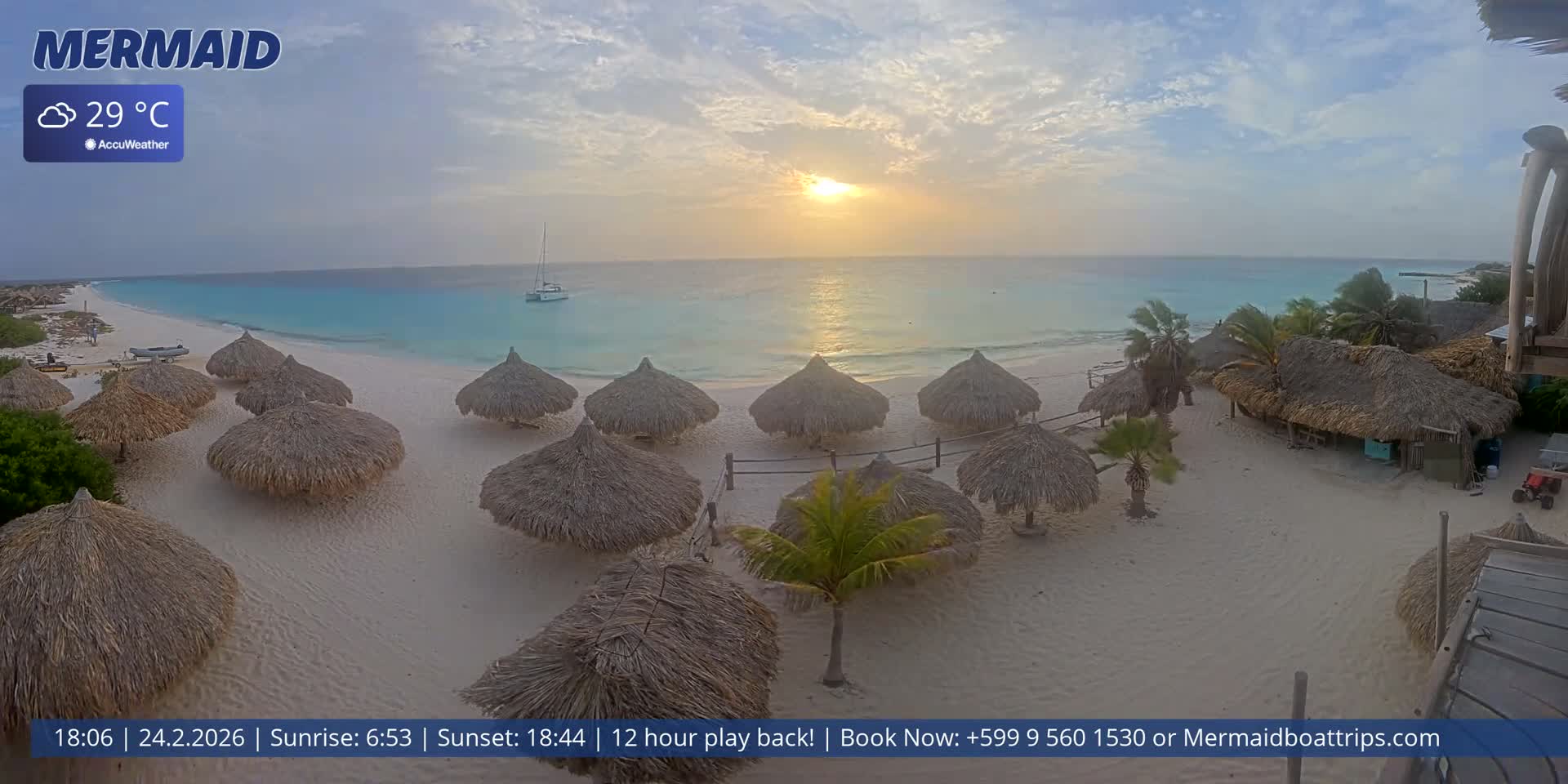Carribean, Klein Curaçao Beach Mermaid Boat Trips Live Cam - Klein Island, Curacao, Netherland