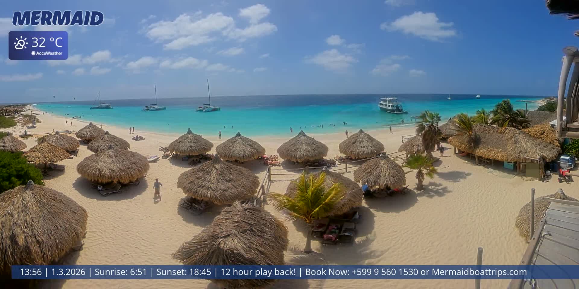 Carribean, Klein Curaçao Beach Mermaid Boat Trips Live Cam - Klein Island, Curacao, Netherland