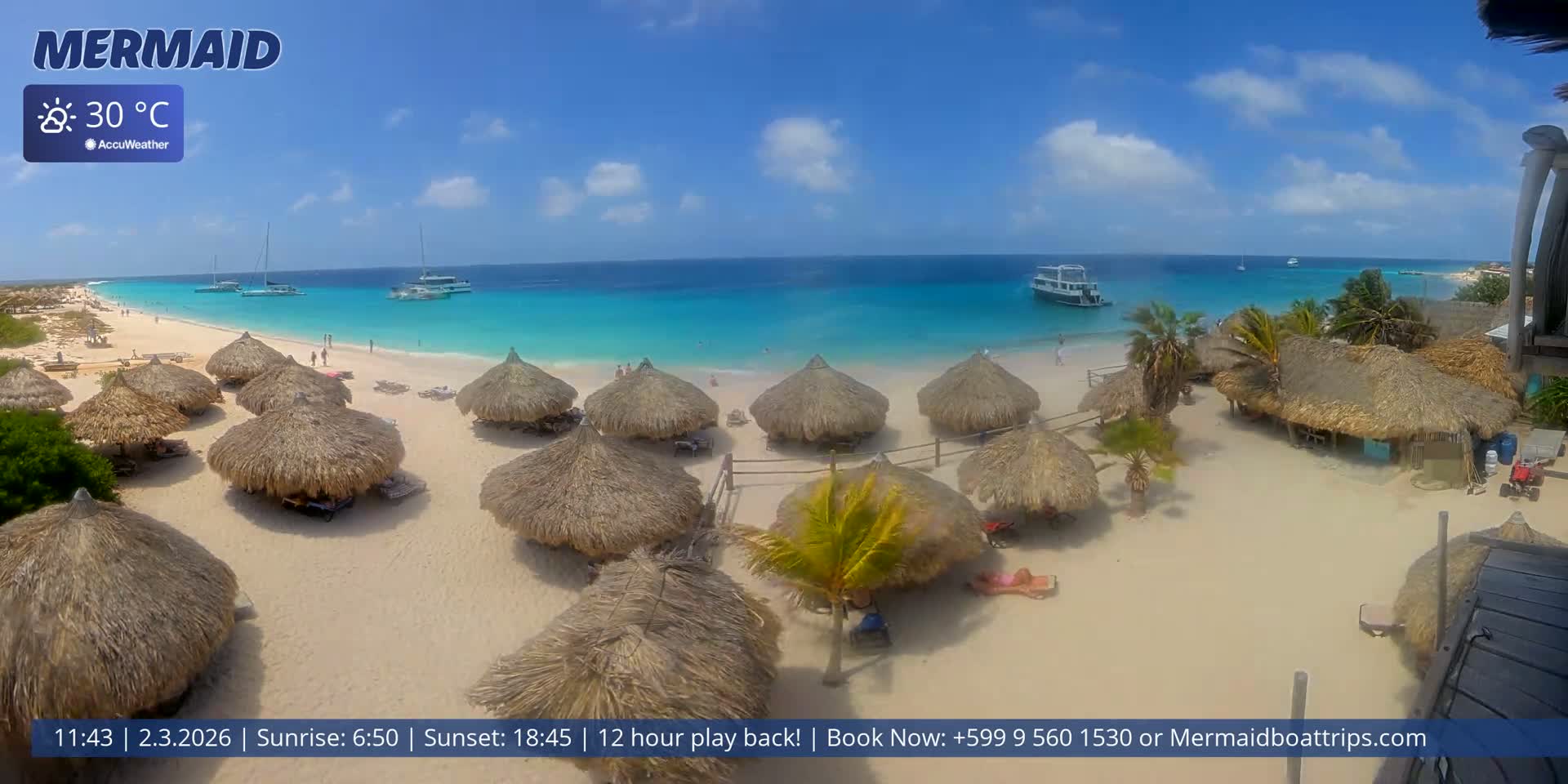 Carribean, Klein Curaçao Beach Mermaid Boat Trips Live Cam - Klein Island, Curacao, Netherland