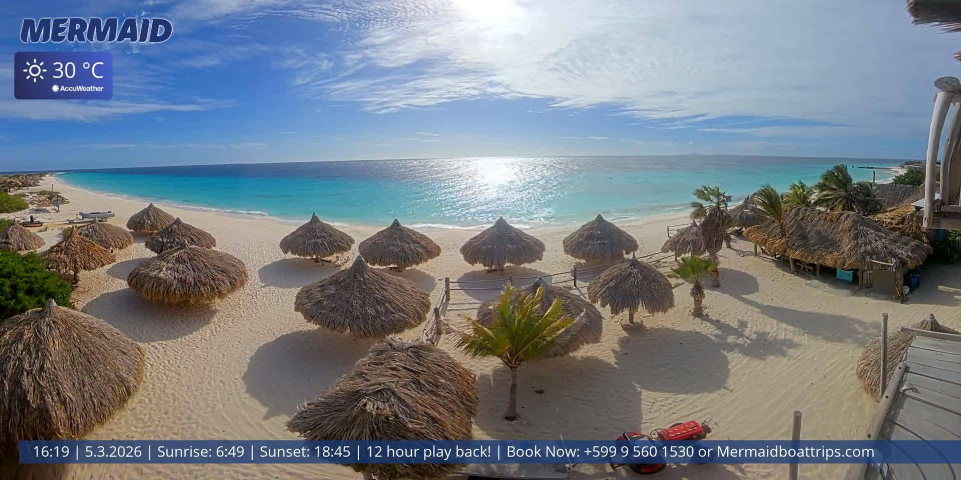 Carribean, Klein Curaçao Beach Mermaid Boat Trips Live Cam - Klein Island, Curacao, Netherland