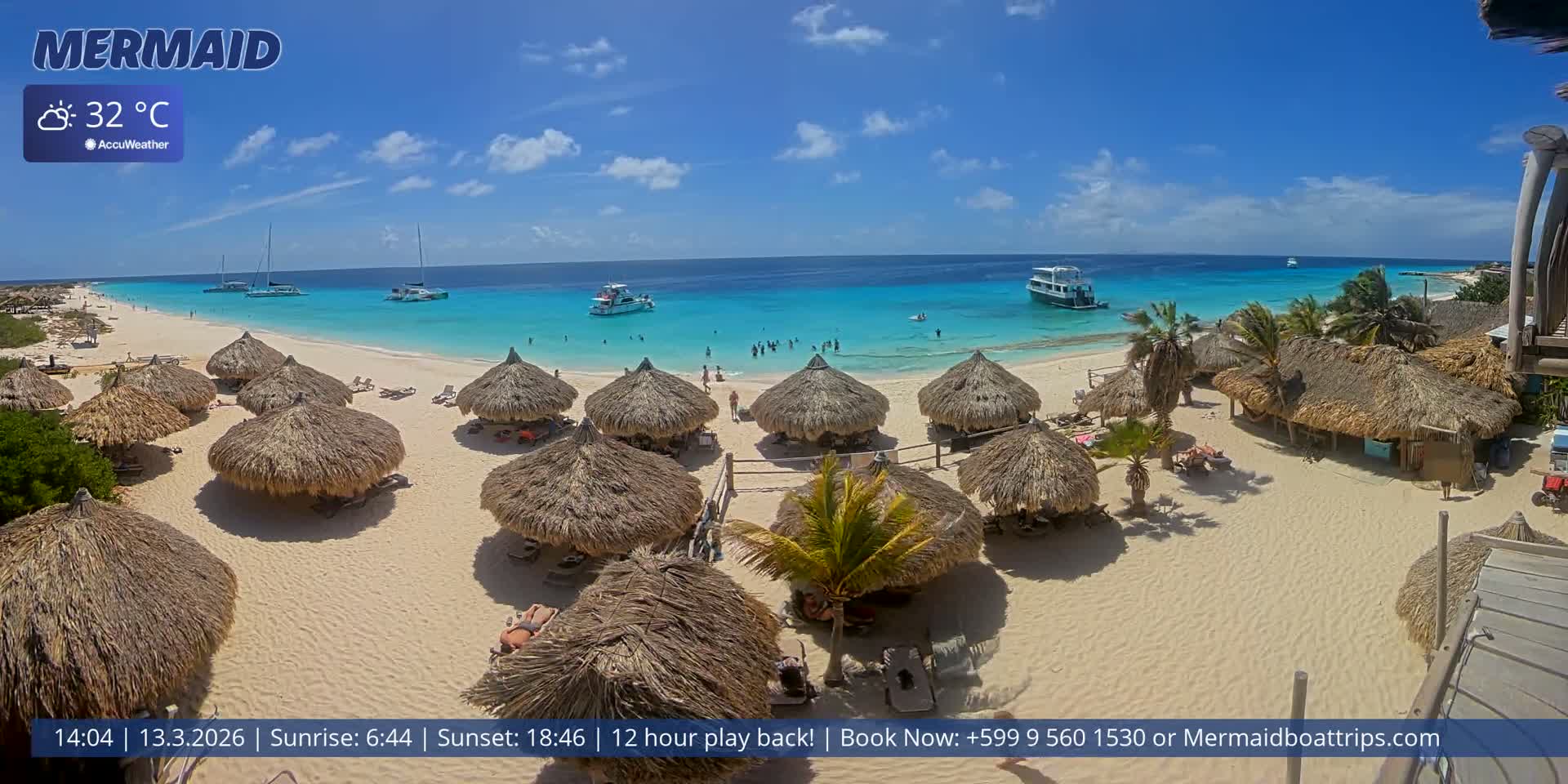 Carribean, Klein Curaçao Beach Mermaid Boat Trips Live Cam - Klein Island, Curacao, Netherland