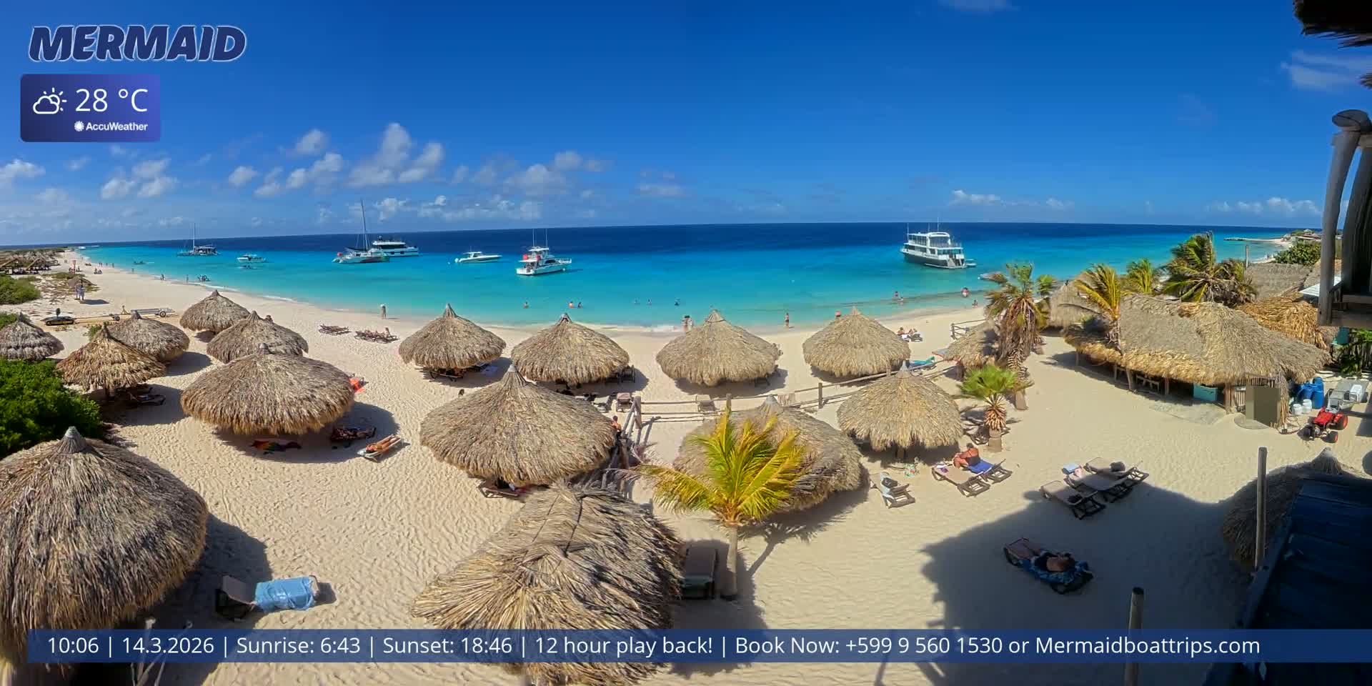 Carribean, Klein Curaçao Beach Mermaid Boat Trips Live Cam - Klein Island, Curacao, Netherland