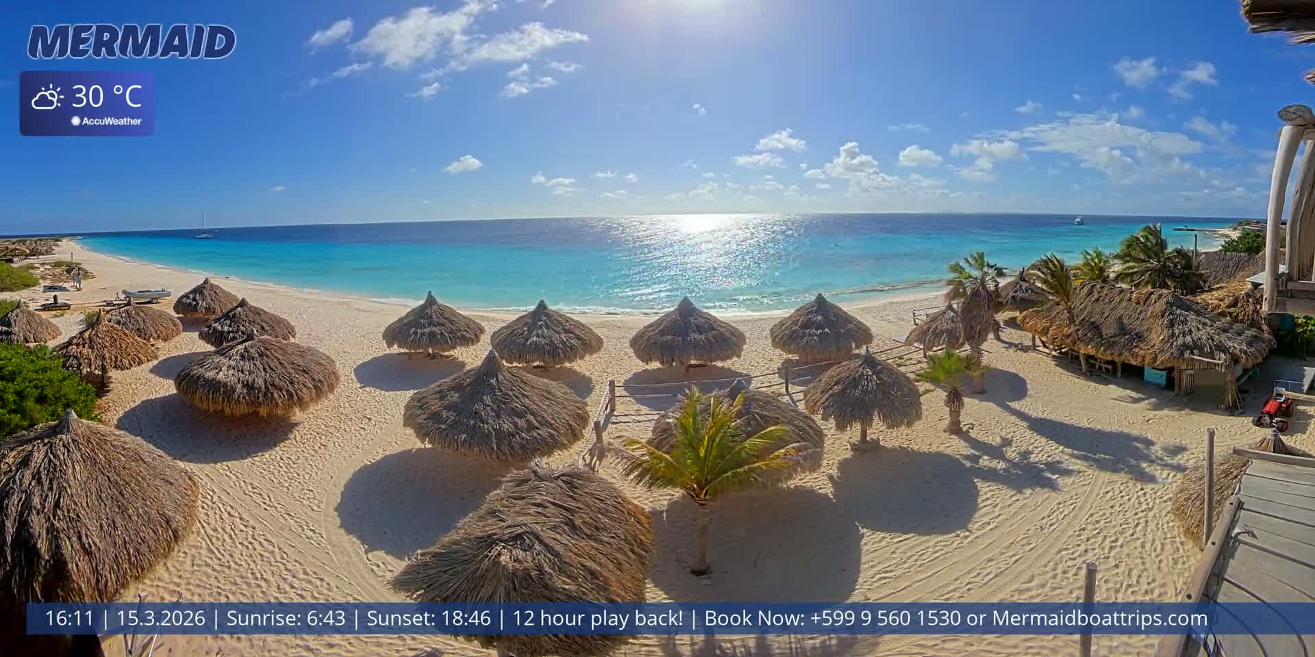 Carribean, Klein Curaçao Beach Mermaid Boat Trips Live Cam - Klein Island, Curacao, Netherland
