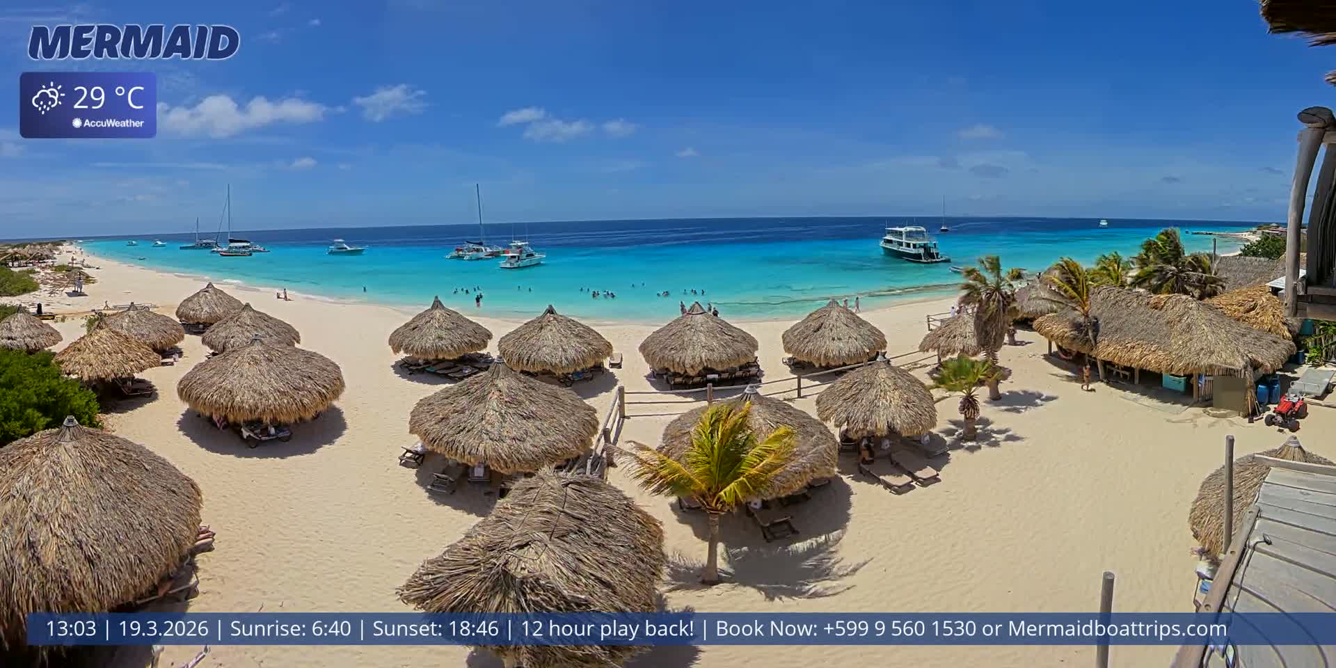 Carribean, Klein Curaçao Beach Mermaid Boat Trips Live Cam - Klein Island, Curacao, Netherland
