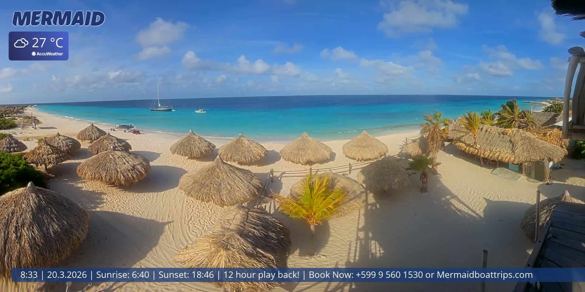 Carribean, Klein Curaçao Beach Mermaid Boat Trips Live Cam - Klein Island, Curacao, Netherland