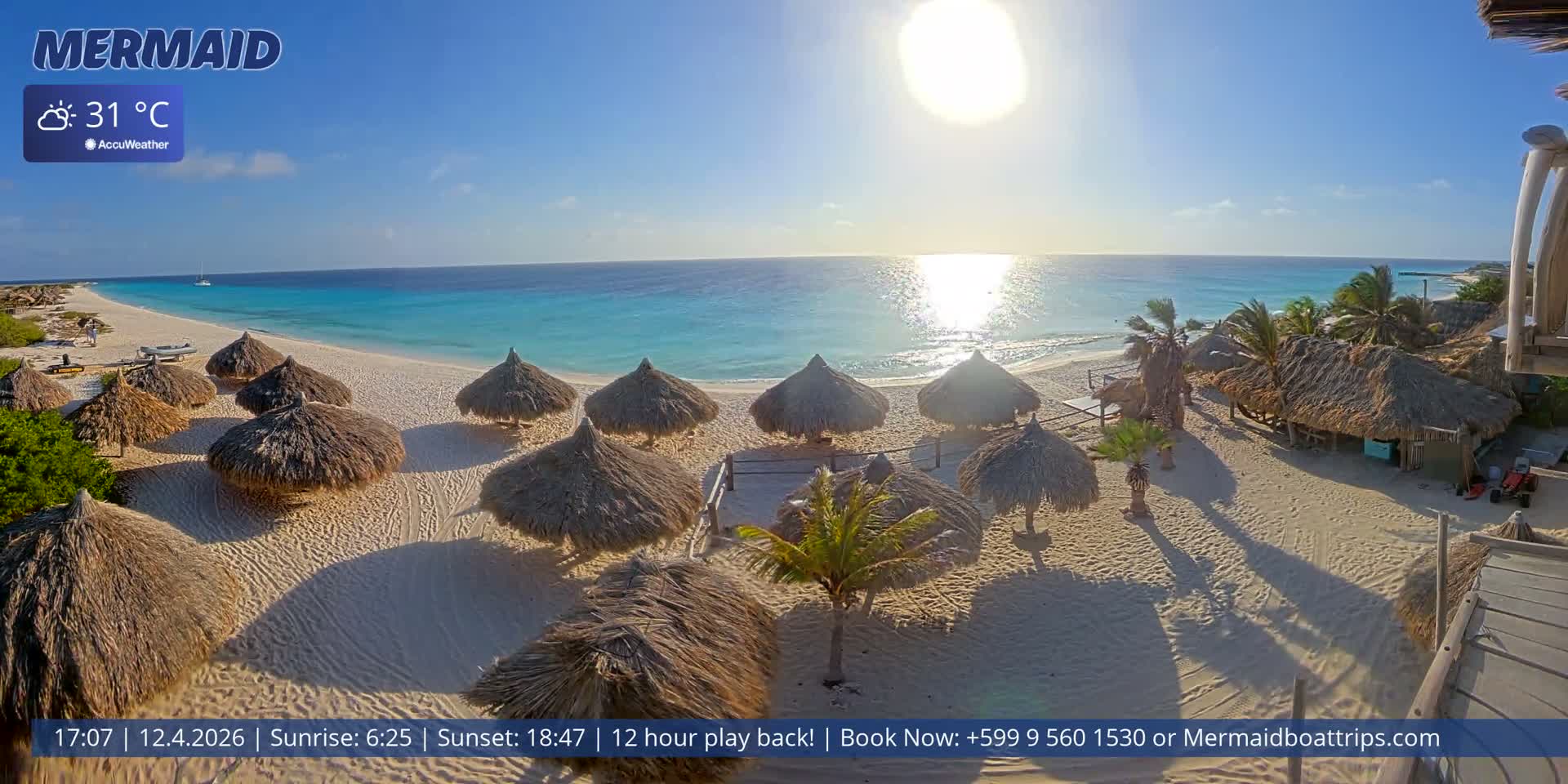 Carribean, Klein Curaçao Beach Mermaid Boat Trips Live Cam - Klein Island, Curacao, Netherland