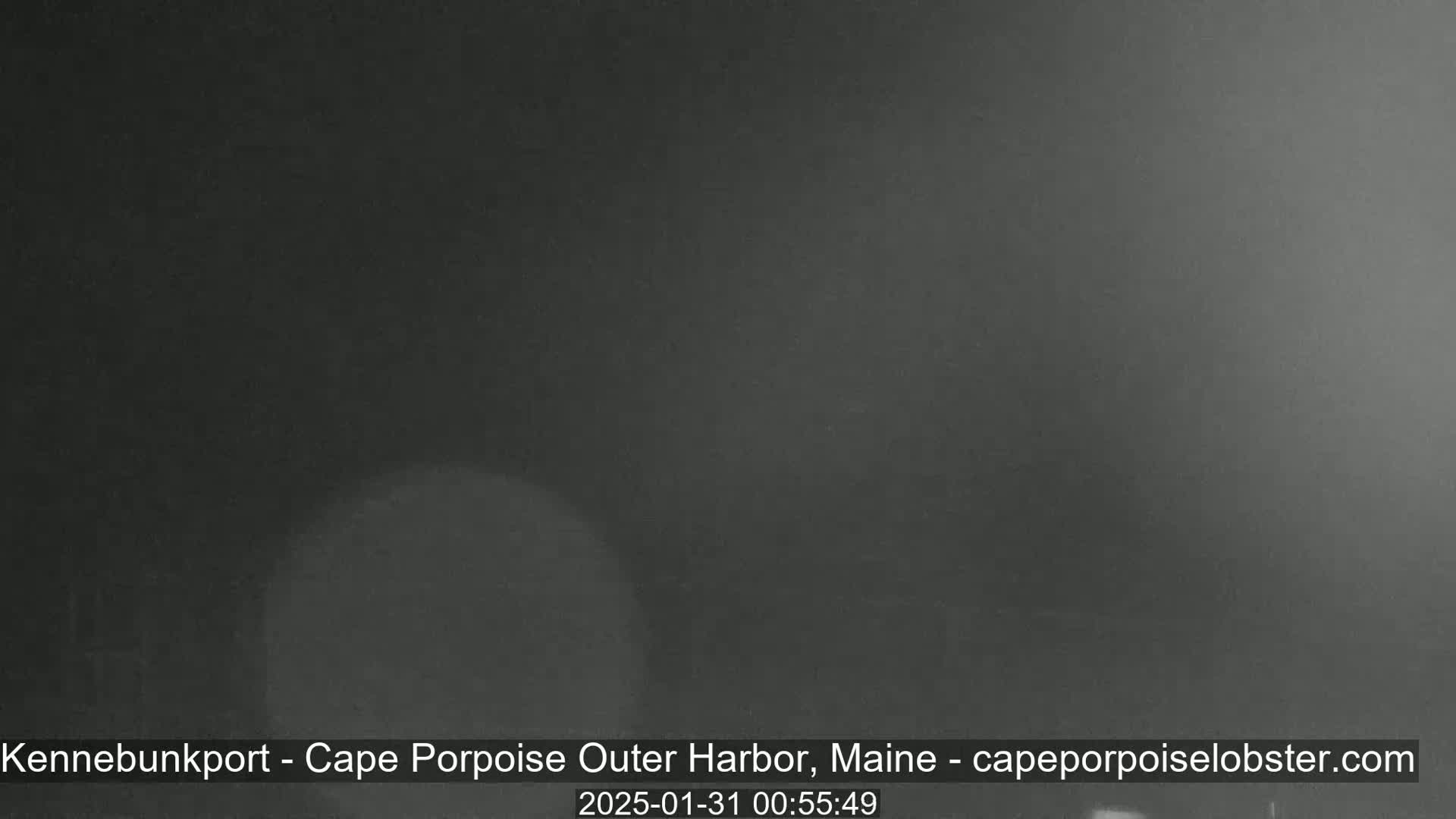 A dark, foggy scene is visible at night.
