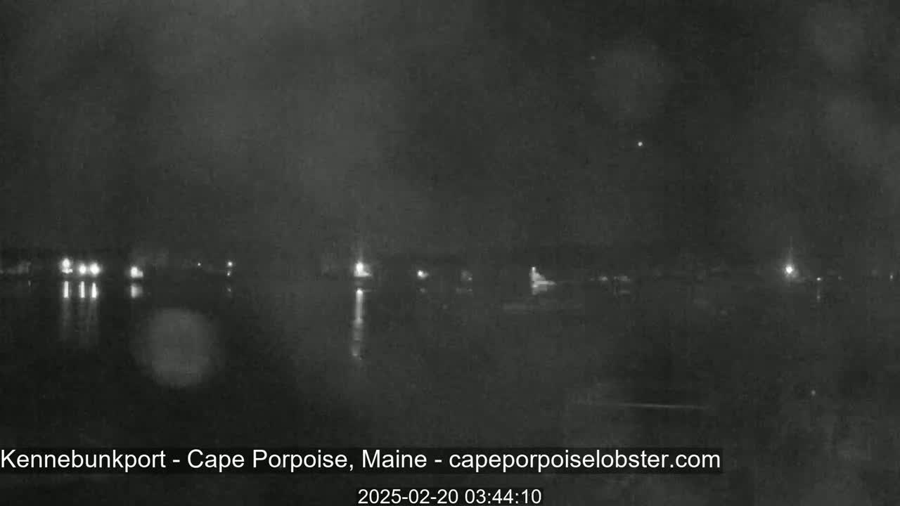 A nighttime, low-light view of a body of water with faint lights visible on the opposite shore.