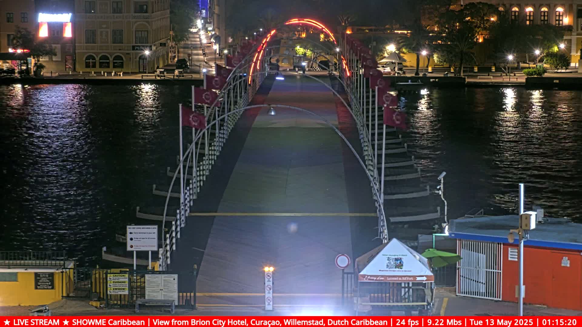Willemstad City & The  Old Swinging  Bridge/ Queen Emma Bridge Live Cam -  Willemstad, Curacao, Netherland
