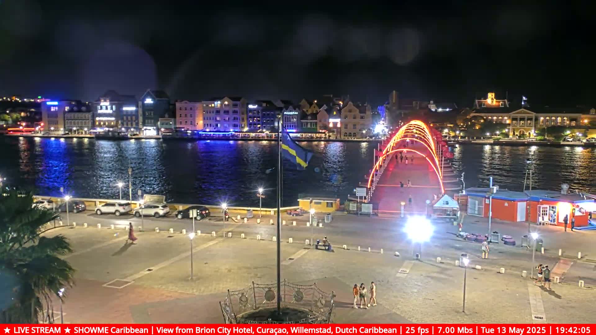 Willemstad City & The  Old Swinging  Bridge/ Queen Emma Bridge Live Cam -  Willemstad, Curacao, Netherland