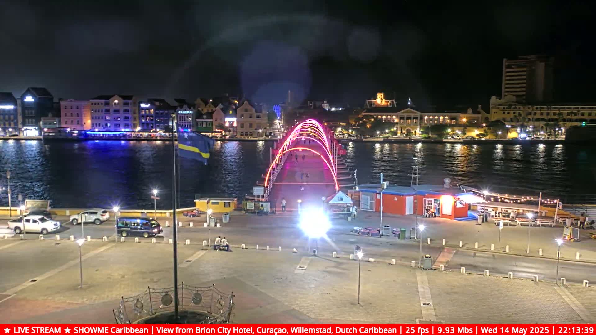 Willemstad City & The  Old Swinging  Bridge/ Queen Emma Bridge Live Cam -  Willemstad, Curacao, Netherland