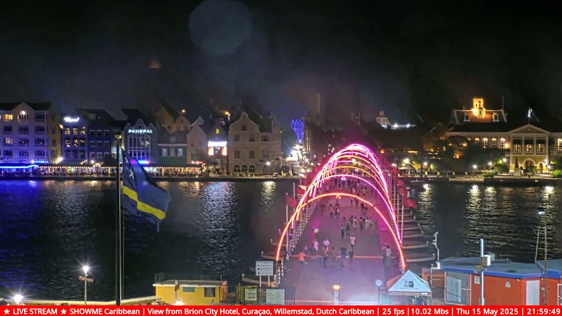Willemstad City & The  Old Swinging  Bridge/ Queen Emma Bridge Live Cam -  Willemstad, Curacao, Netherland