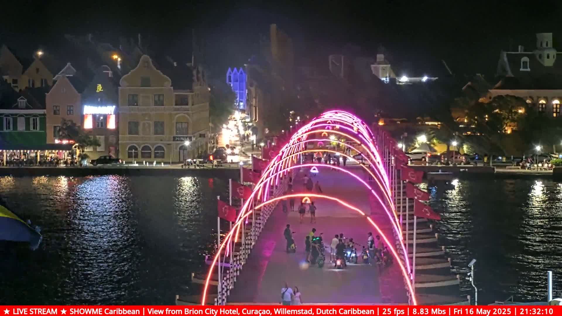 Willemstad City & The  Old Swinging  Bridge/ Queen Emma Bridge Live Cam -  Willemstad, Curacao, Netherland