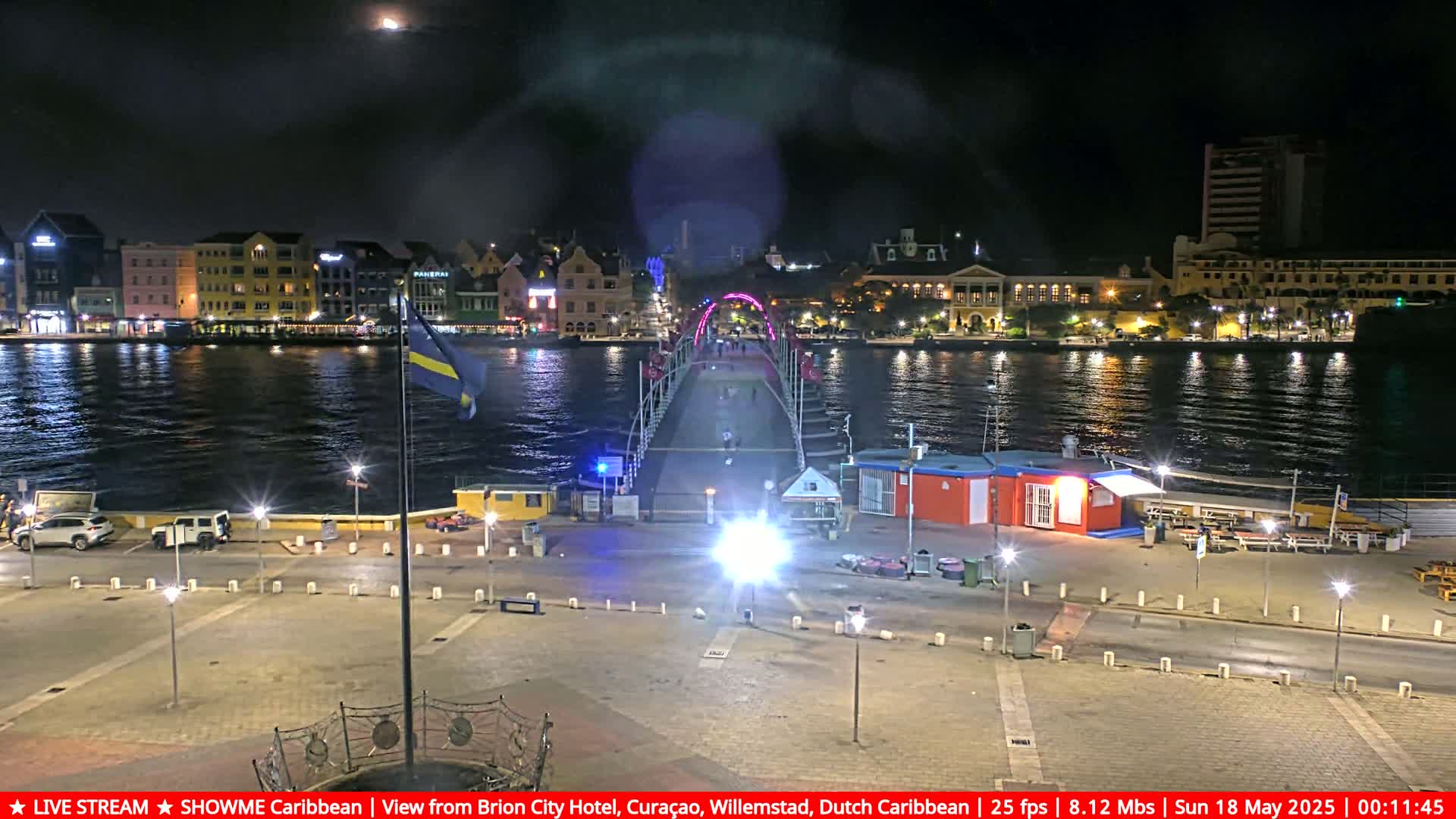 Willemstad City & The  Old Swinging  Bridge/ Queen Emma Bridge Live Cam -  Willemstad, Curacao, Netherland