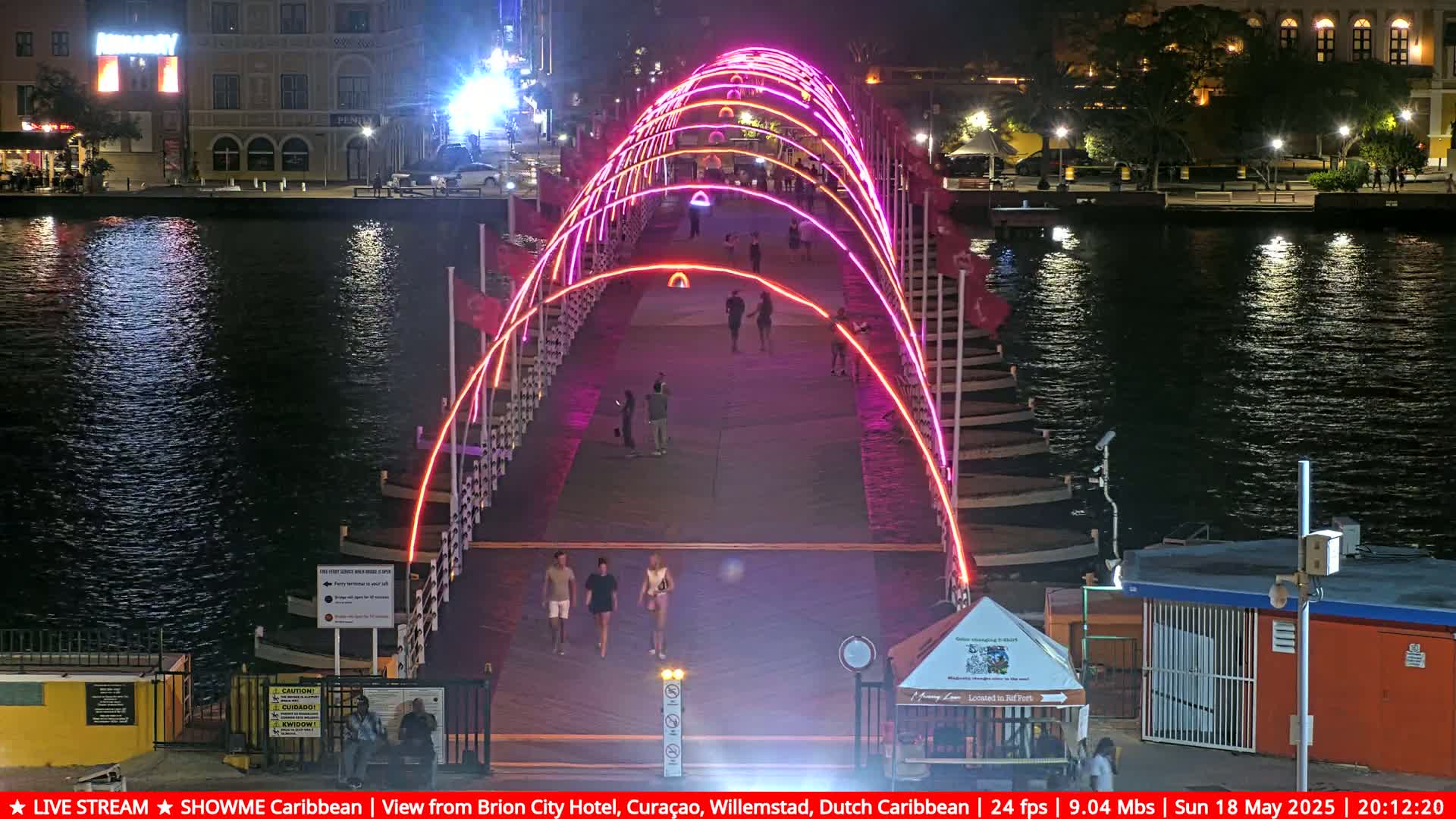 Willemstad City & The  Old Swinging  Bridge/ Queen Emma Bridge Live Cam -  Willemstad, Curacao, Netherland