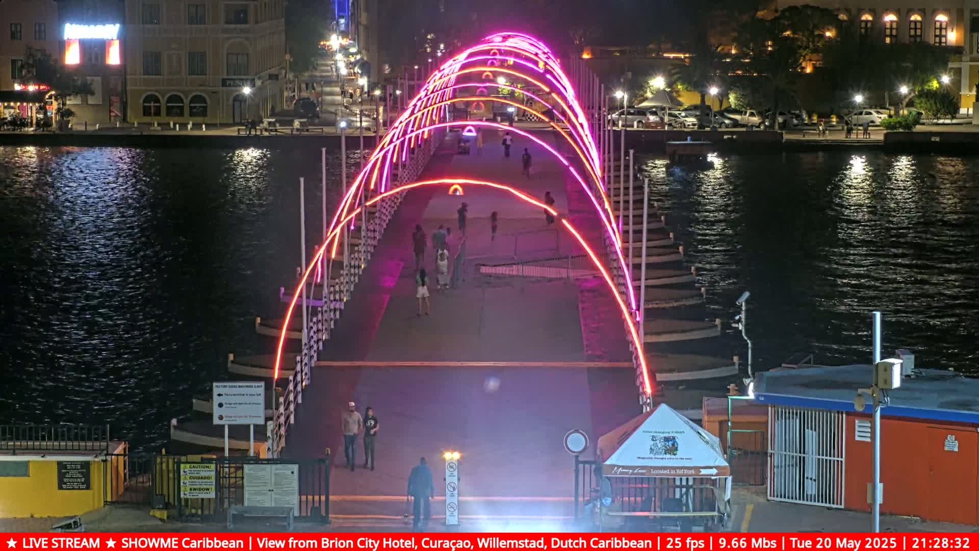 Willemstad City & The  Old Swinging  Bridge/ Queen Emma Bridge Live Cam -  Willemstad, Curacao, Netherland