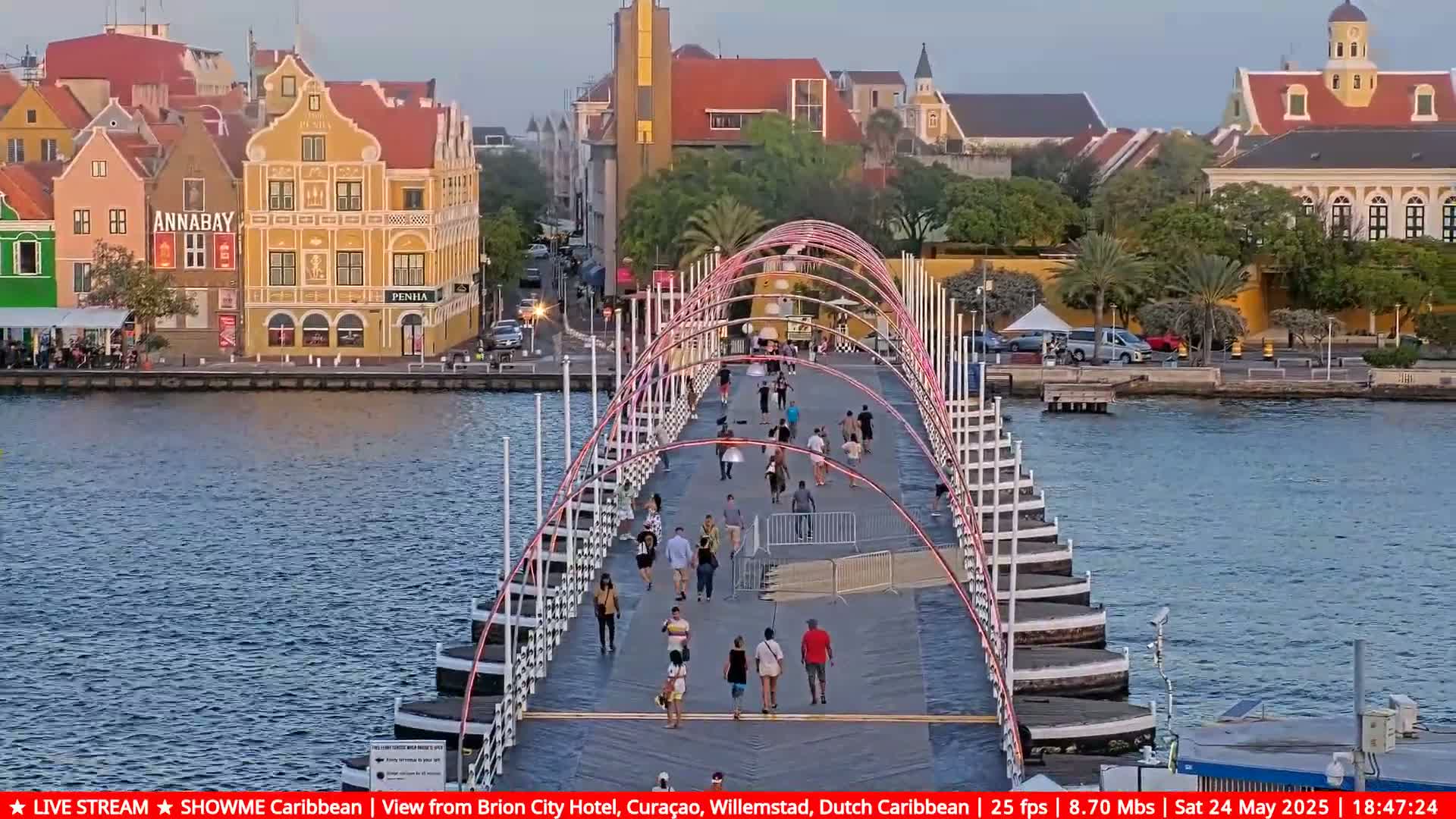 Willemstad City & The  Old Swinging  Bridge/ Queen Emma Bridge Live Cam -  Willemstad, Curacao, Netherland