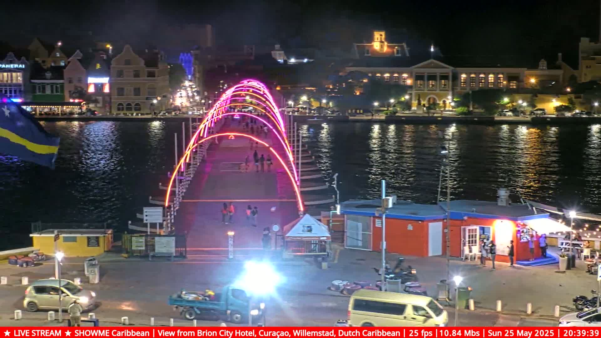 Willemstad City & The  Old Swinging  Bridge/ Queen Emma Bridge Live Cam -  Willemstad, Curacao, Netherland