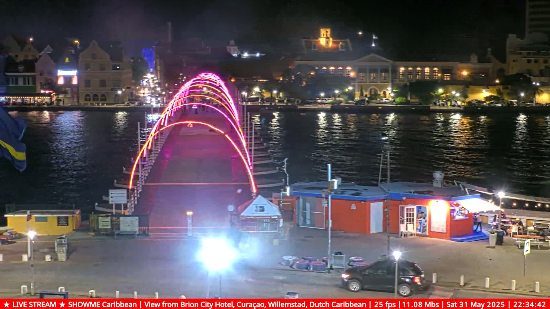 Willemstad City & The  Old Swinging  Bridge/ Queen Emma Bridge Live Cam -  Willemstad, Curacao, Netherland