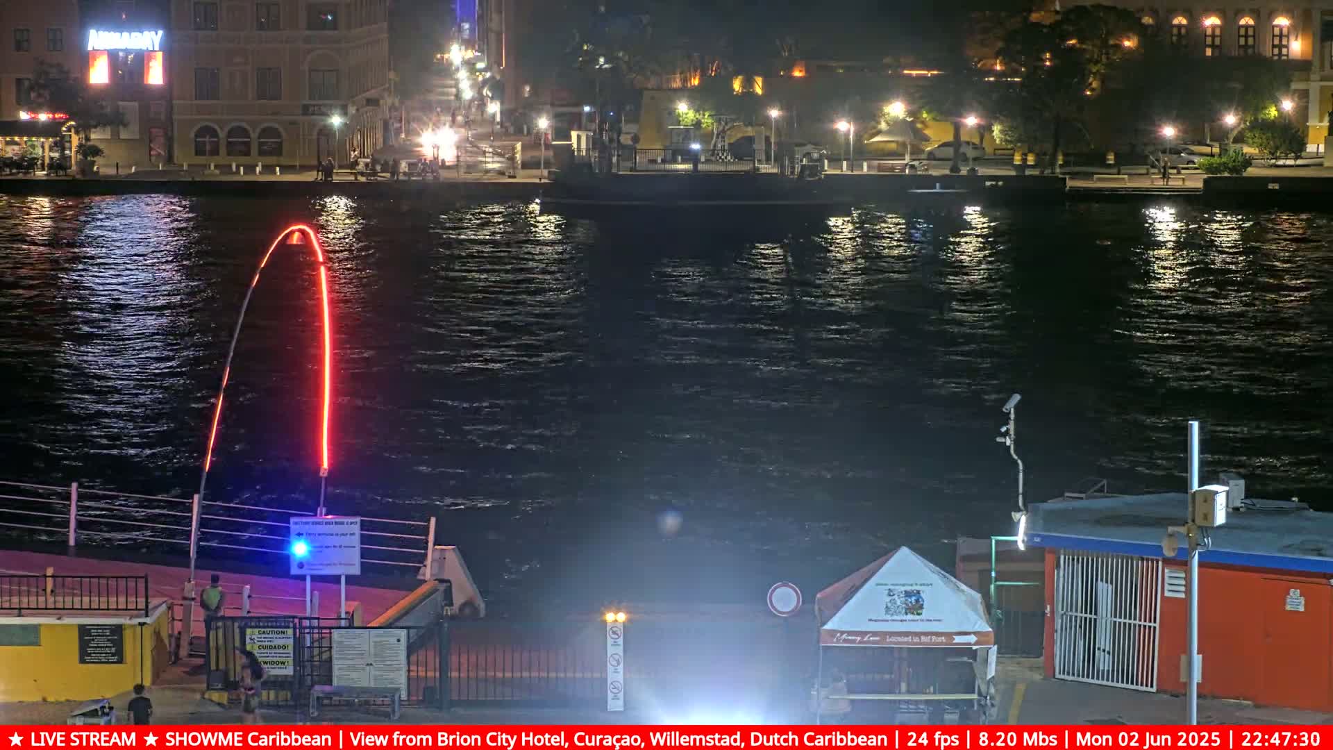 Willemstad City & The  Old Swinging  Bridge/ Queen Emma Bridge Live Cam -  Willemstad, Curacao, Netherland