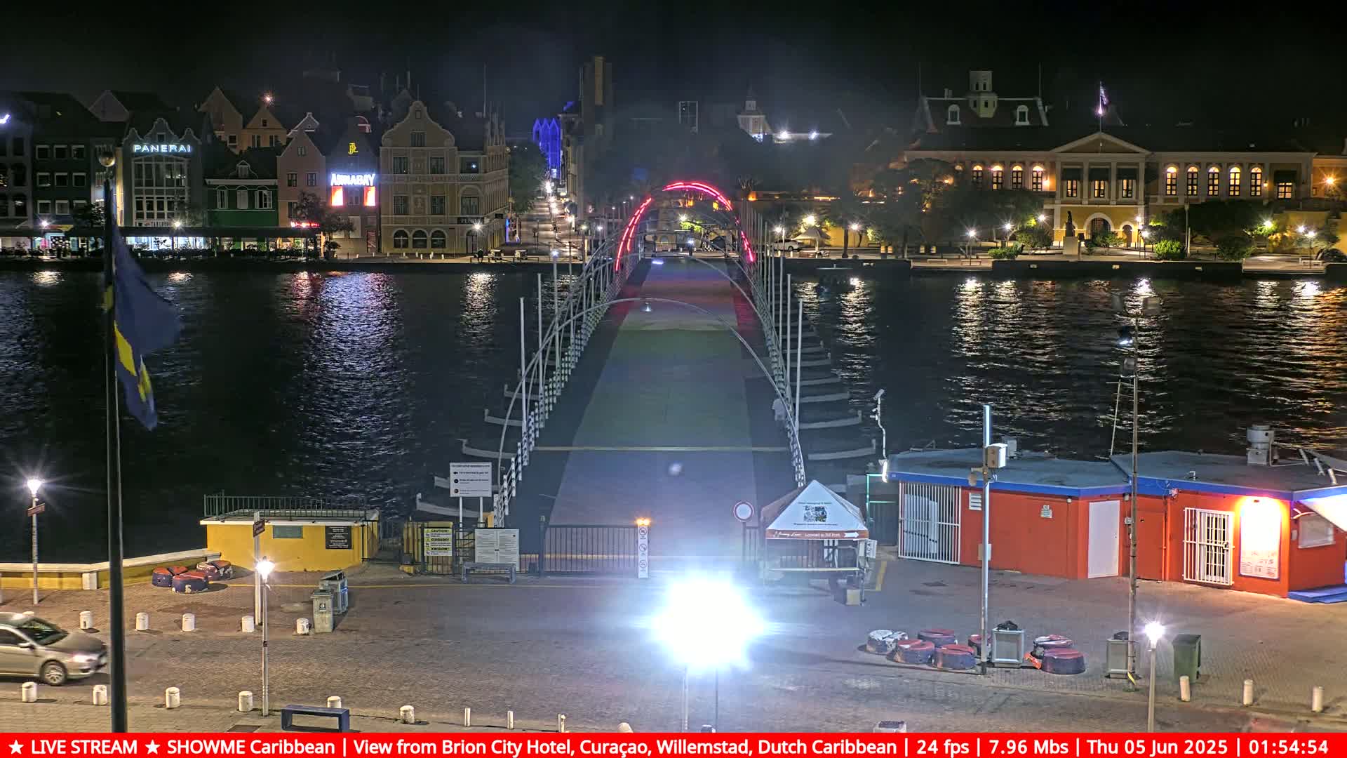 Willemstad City & The  Old Swinging  Bridge/ Queen Emma Bridge Live Cam -  Willemstad, Curacao, Netherland