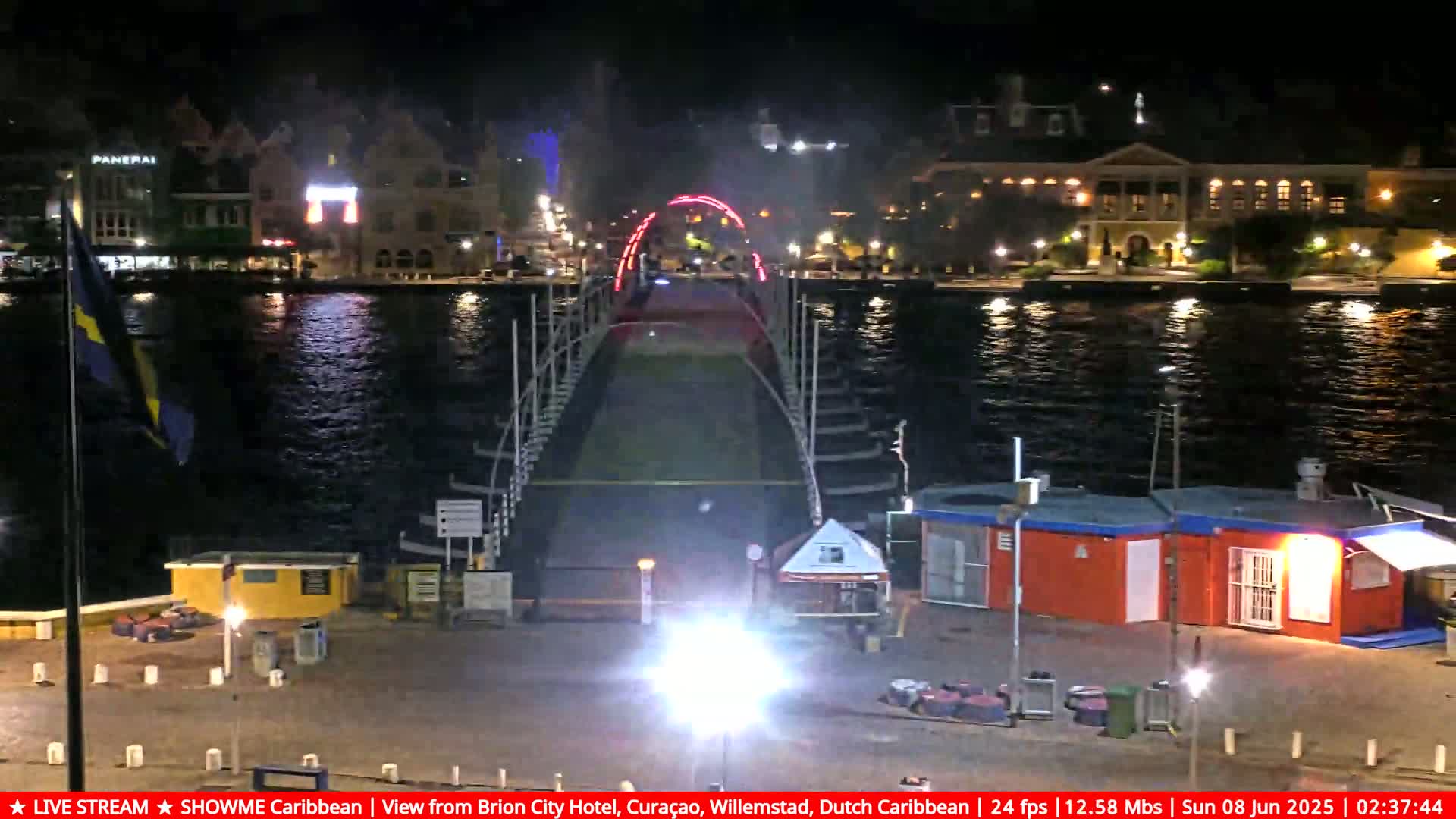 Willemstad City & The  Old Swinging  Bridge/ Queen Emma Bridge Live Cam -  Willemstad, Curacao, Netherland