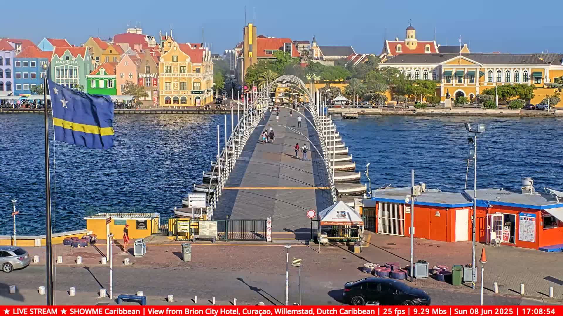 Willemstad City & The  Old Swinging  Bridge/ Queen Emma Bridge Live Cam -  Willemstad, Curacao, Netherland