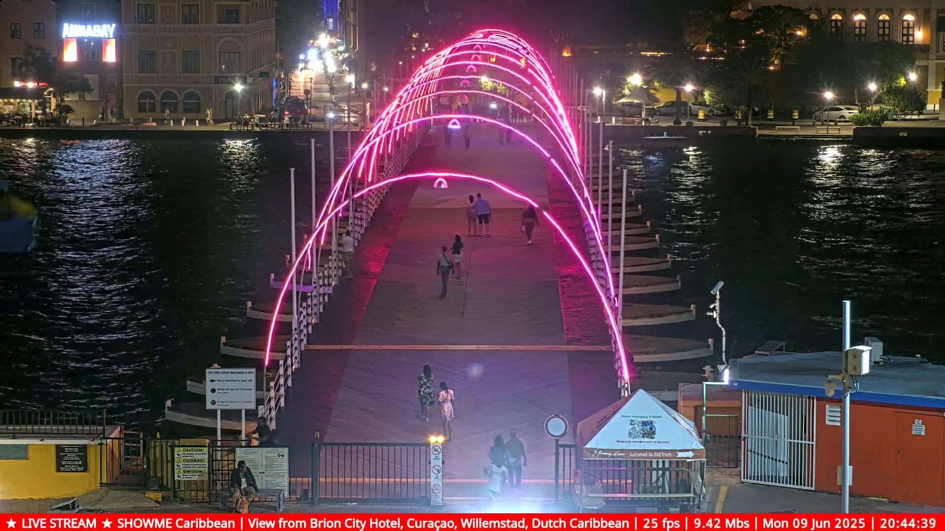 Willemstad City & The  Old Swinging  Bridge/ Queen Emma Bridge Live Cam -  Willemstad, Curacao, Netherland