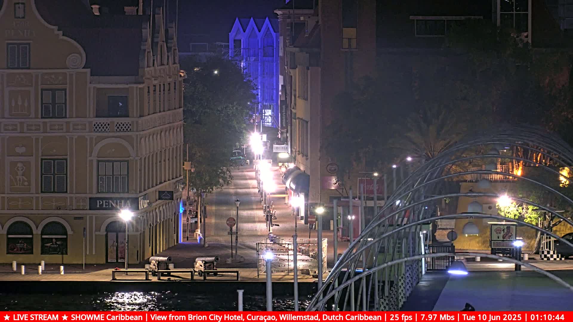 Willemstad City & The  Old Swinging  Bridge/ Queen Emma Bridge Live Cam -  Willemstad, Curacao, Netherland